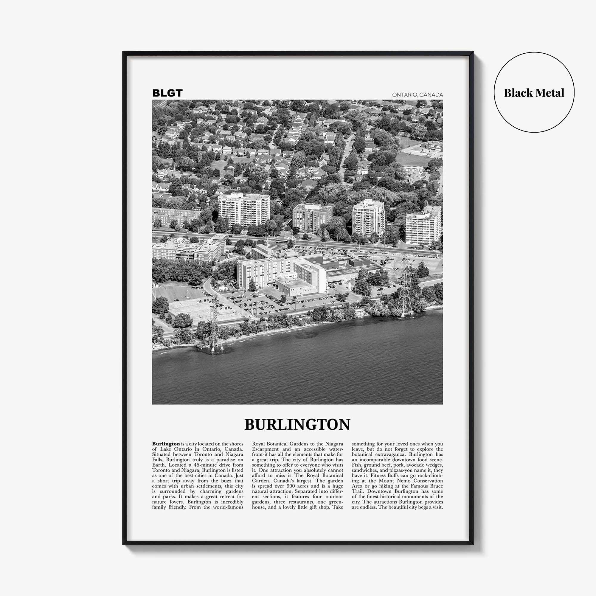 Burlington Print Black and White Canada, Burlington Wall Art, Burlington Poster, Burlington Photo, Burlington Wall Décor, Ontario, Canada