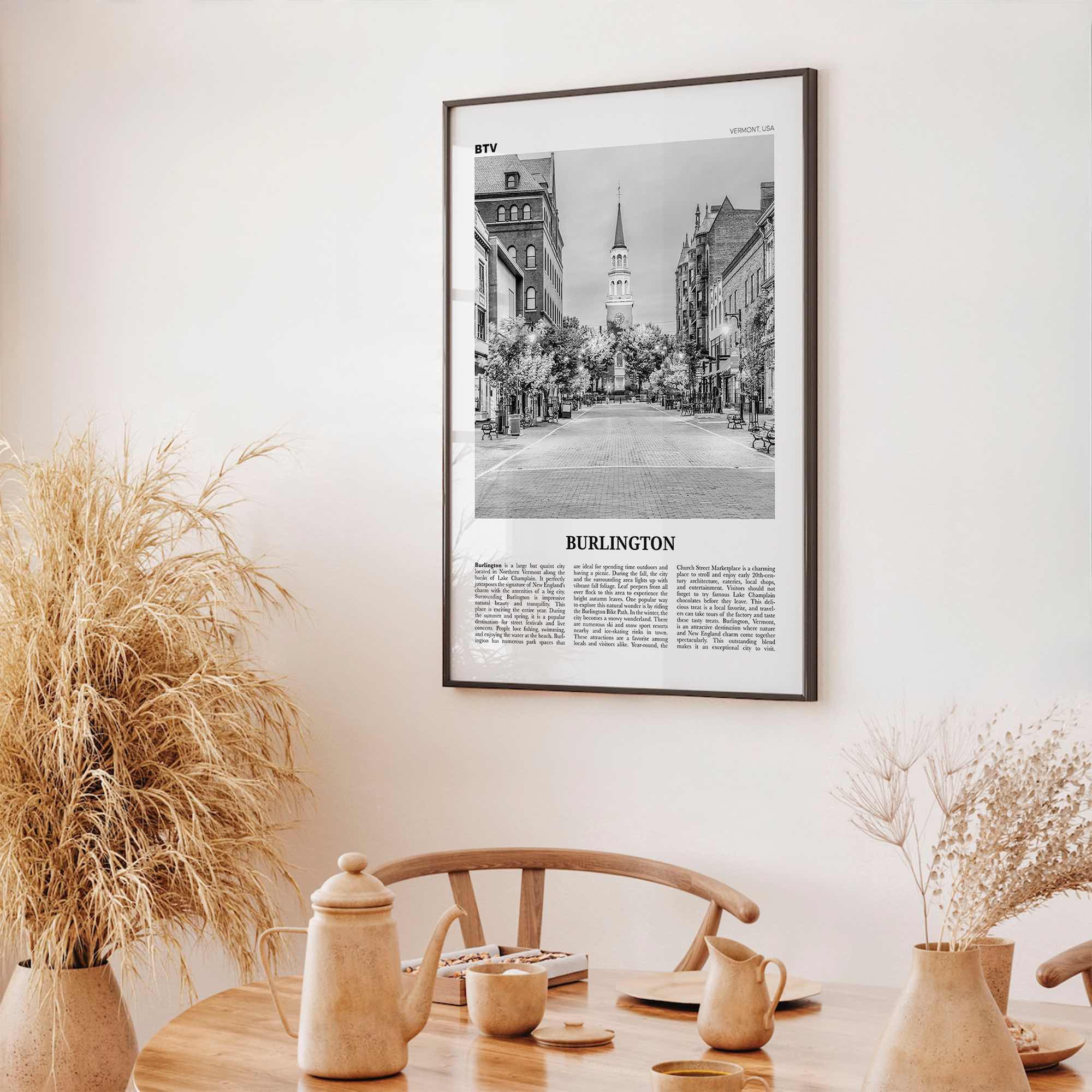 Burlington Print Black and White Vermont, Burlington Wall Art, Burlington Poster, Burlington Photo, Burlington Décor, USA, United States