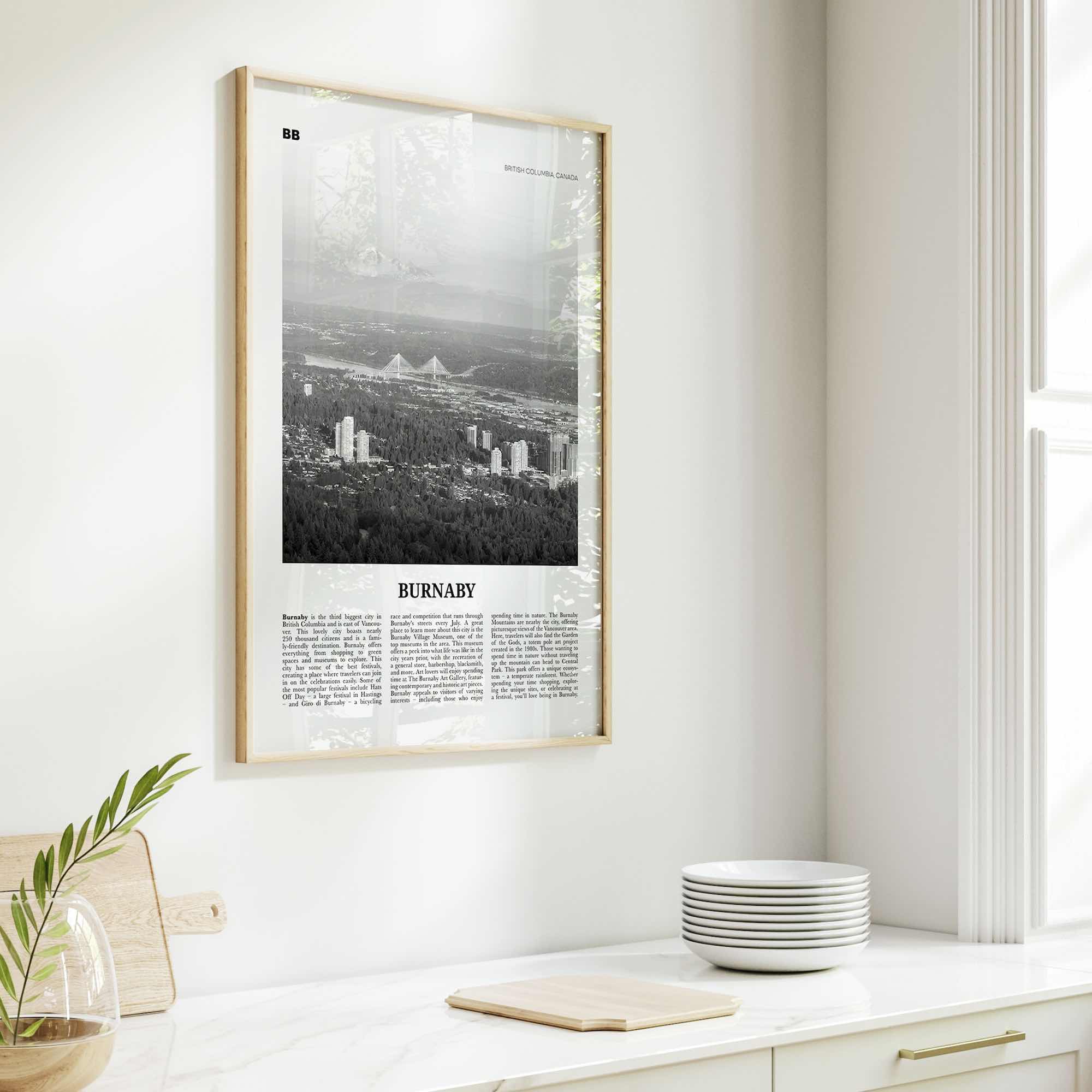 Burnaby Print Black and White, Burnaby Wall Art, Burnaby Poster, Burnaby Photo, Burnaby Wall Décor, Burnaby Map, British Columbia, Canada