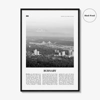 Burnaby Print Black and White, Burnaby Wall Art, Burnaby Poster, Burnaby Photo, Burnaby Wall Décor, Burnaby Map, British Columbia, Canada