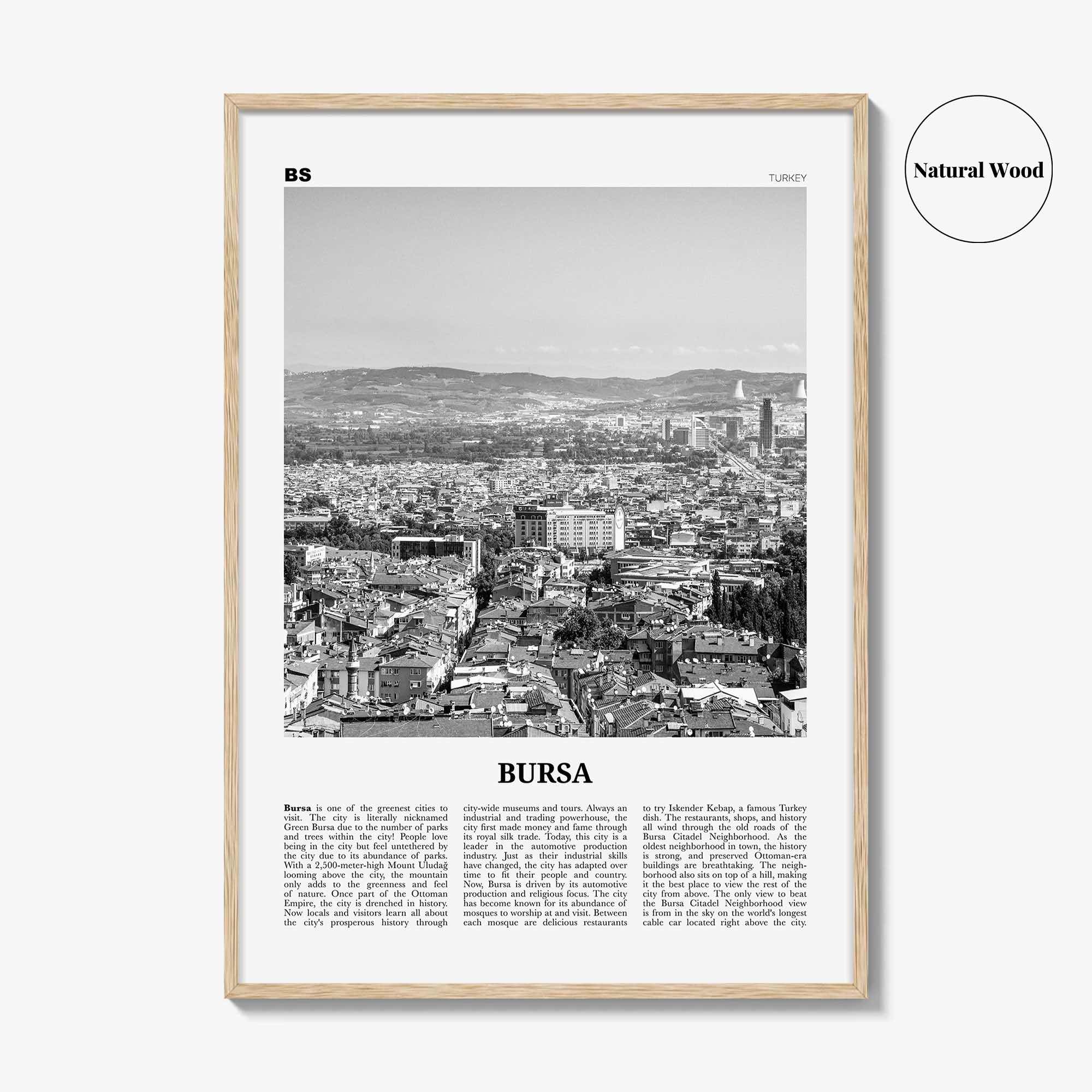 Bursa Print Black and White, Bursa Wall Art, Bursa Poster, Bursa Photo, Bursa Wall Décor, Bursa Map, Turkey