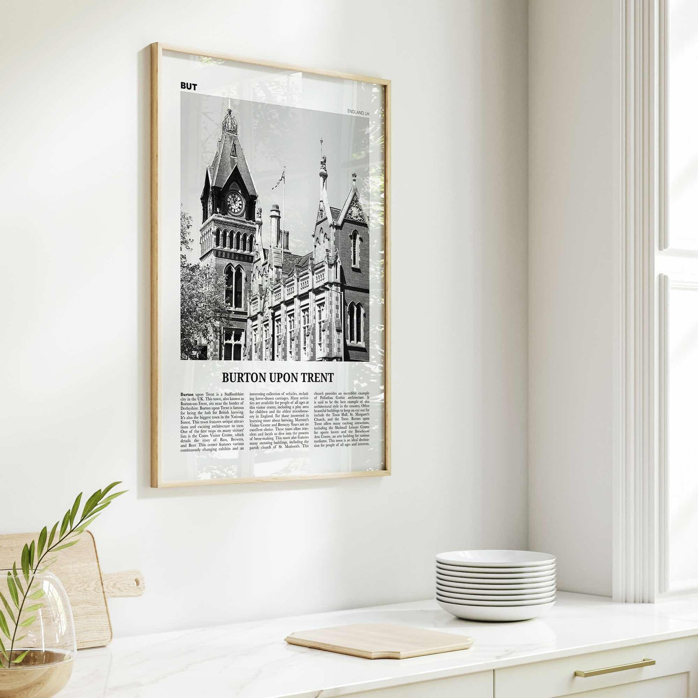 Burton upon Trent Print Black and White, Burton upon Trent Wall Art, Burton upon Trent Poster, Burton upon Trent Photo, Wall Décor, Map