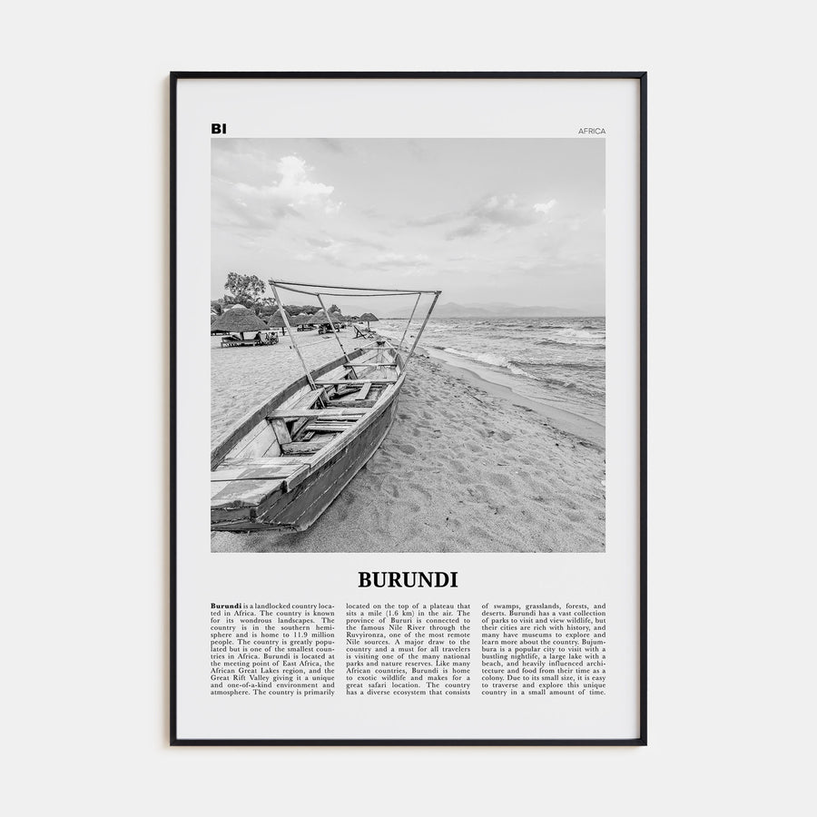Burundi Travel B&W Poster