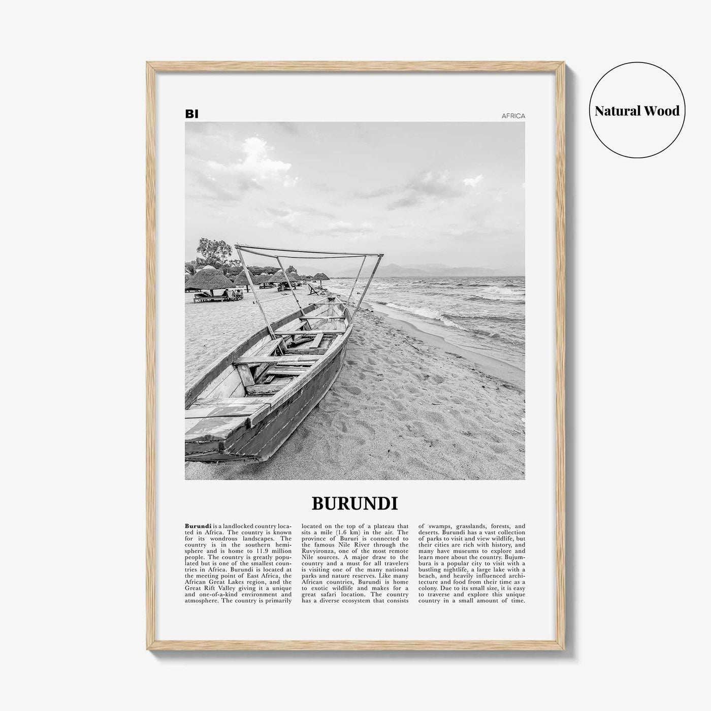 Burundi Print Black and White, Burundi Wall Art, Burundi Poster, Burundi Photo, Burundi Wall Decor, Country Art Print, Africa