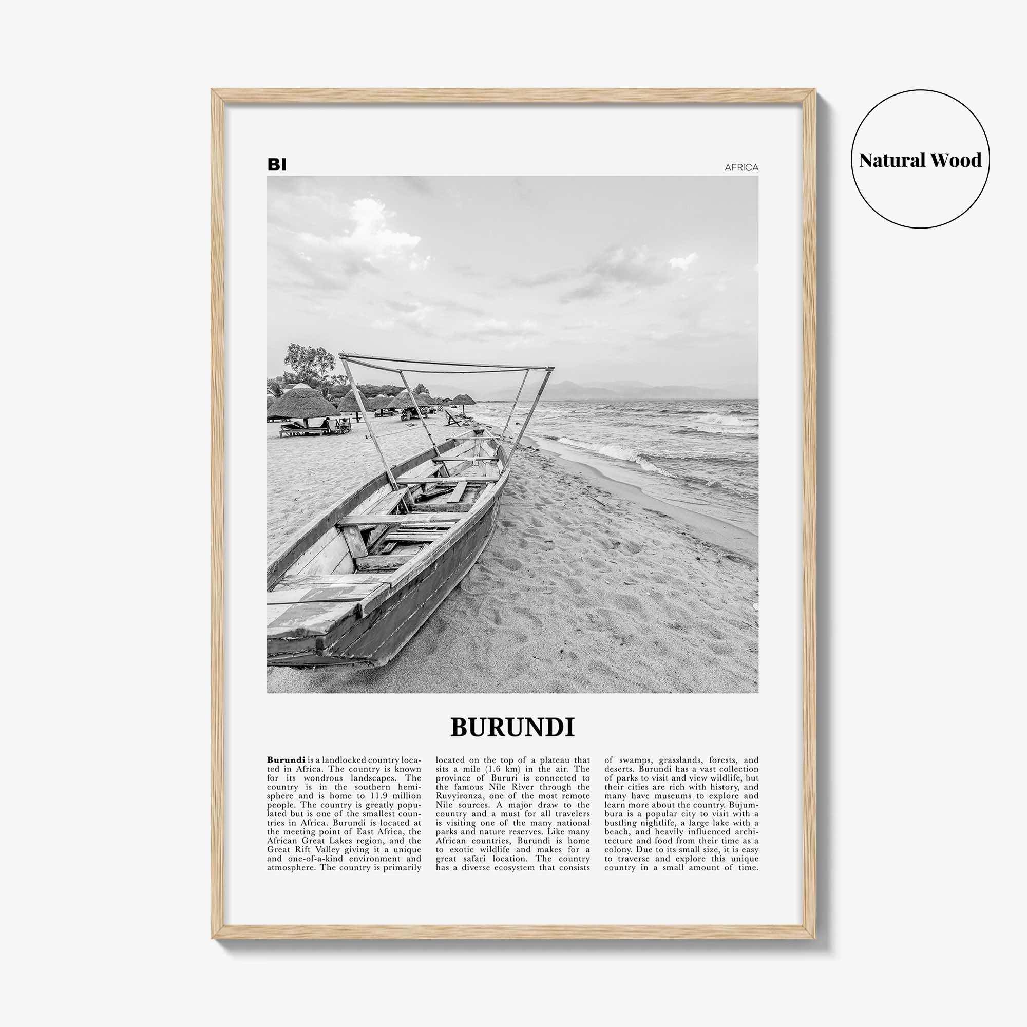 Burundi Print Black and White, Burundi Wall Art, Burundi Poster, Burundi Photo, Burundi Wall Decor, Country Art Print, Africa
