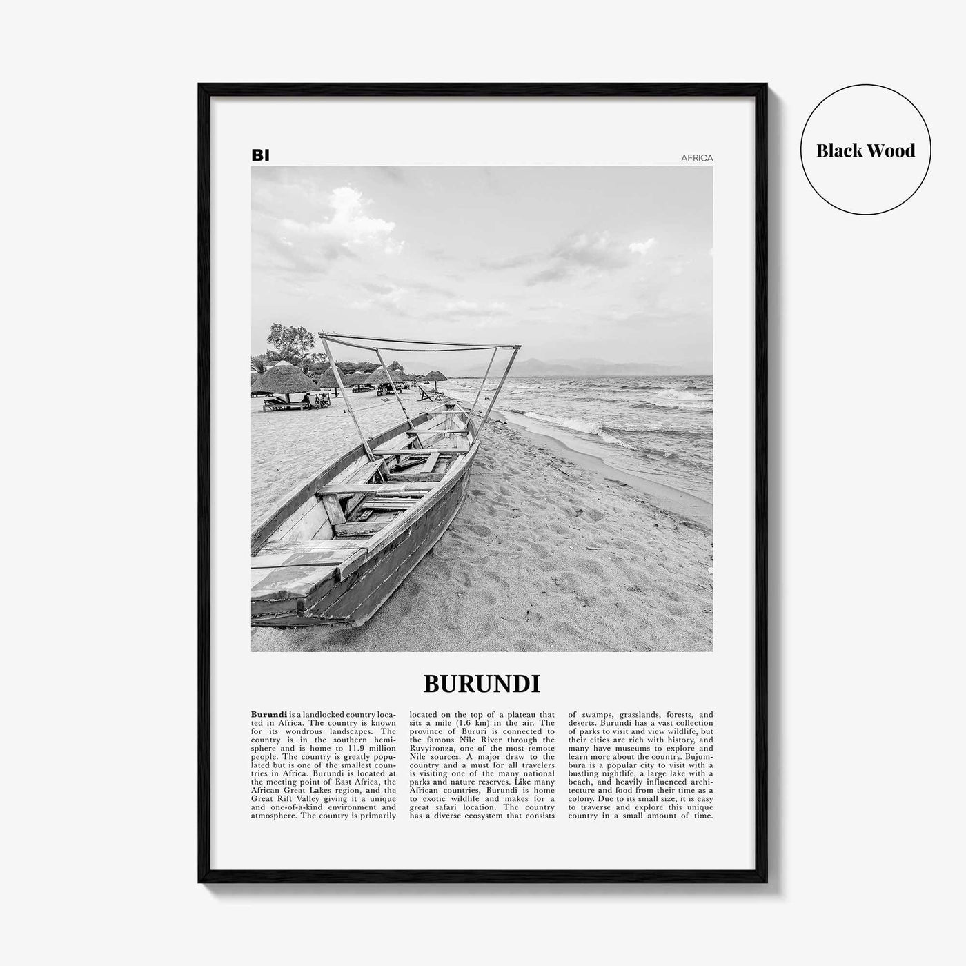 Burundi Print Black and White, Burundi Wall Art, Burundi Poster, Burundi Photo, Burundi Wall Decor, Country Art Print, Africa