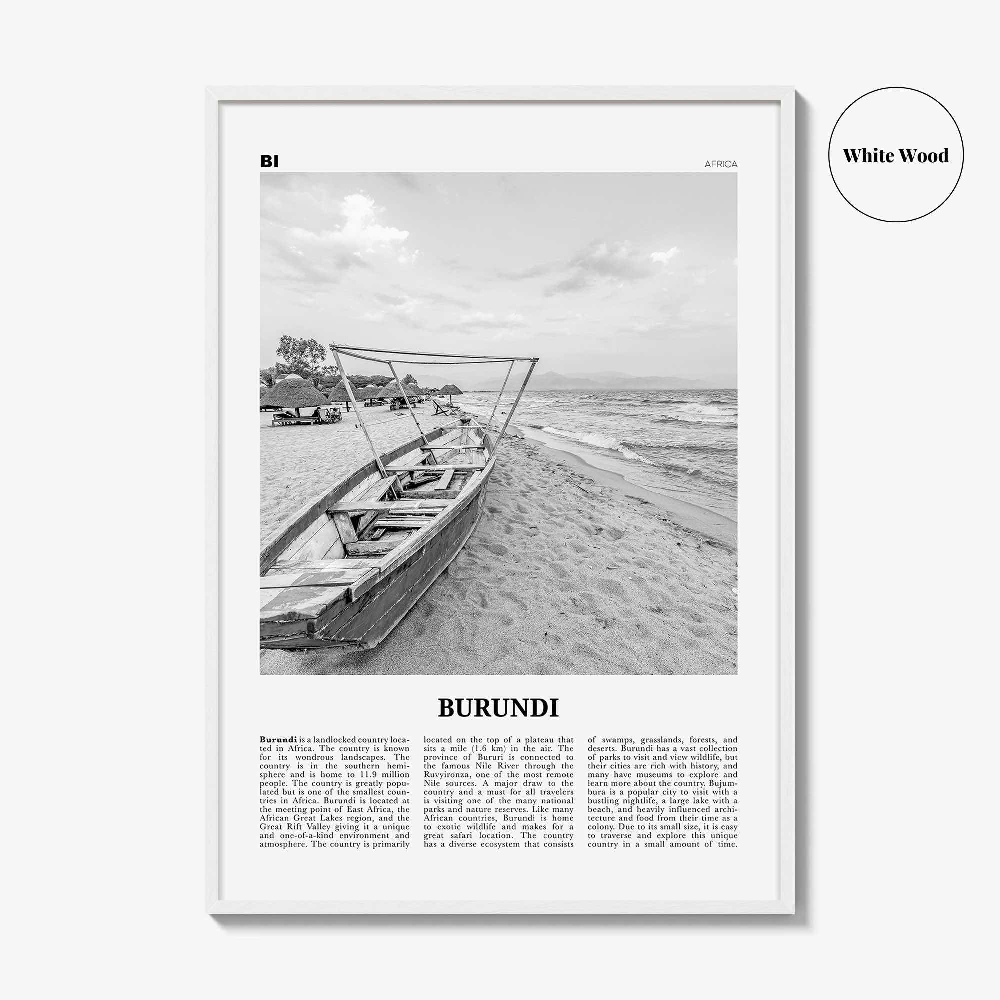 Burundi Print Black and White, Burundi Wall Art, Burundi Poster, Burundi Photo, Burundi Wall Decor, Country Art Print, Africa