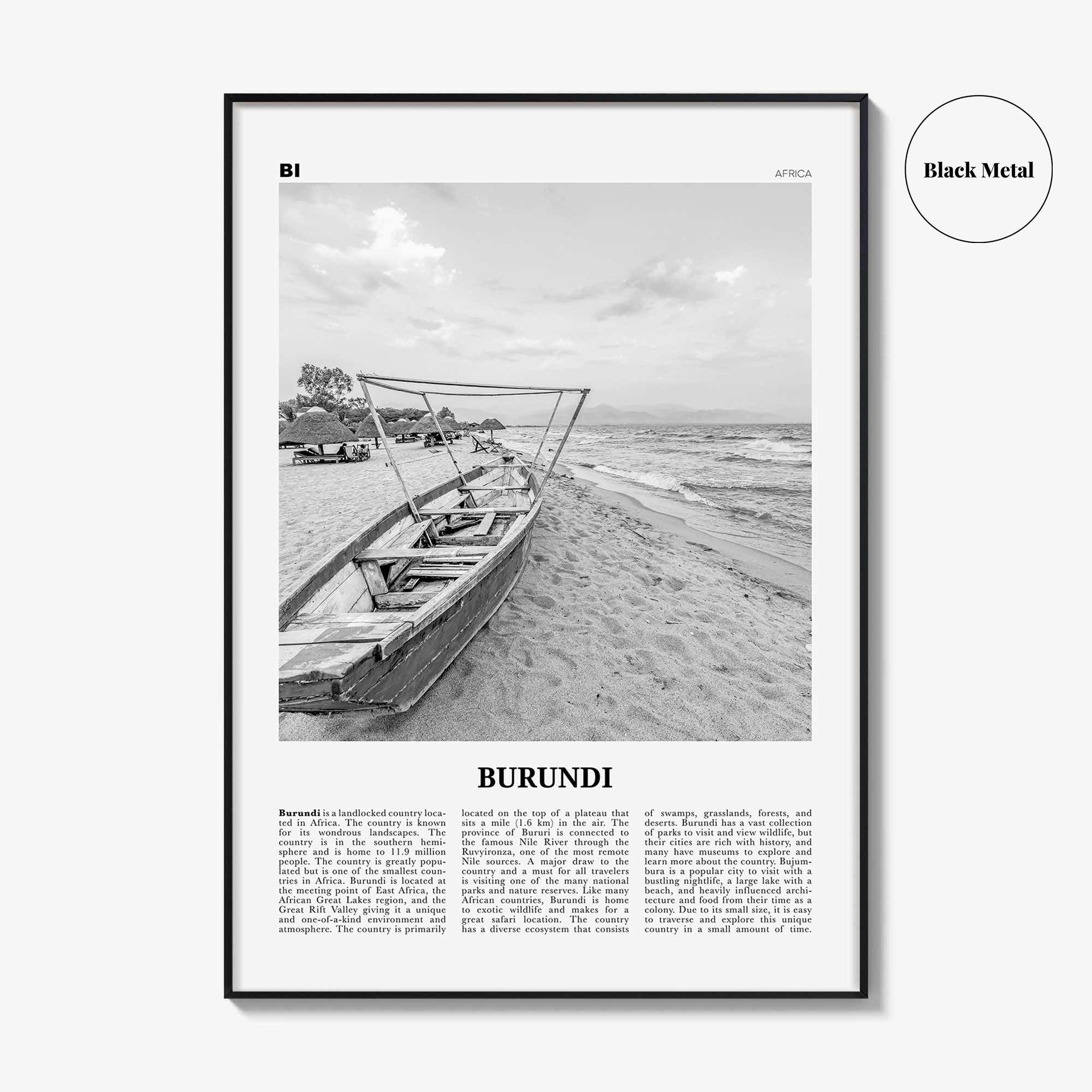 Burundi Print Black and White, Burundi Wall Art, Burundi Poster, Burundi Photo, Burundi Wall Decor, Country Art Print, Africa