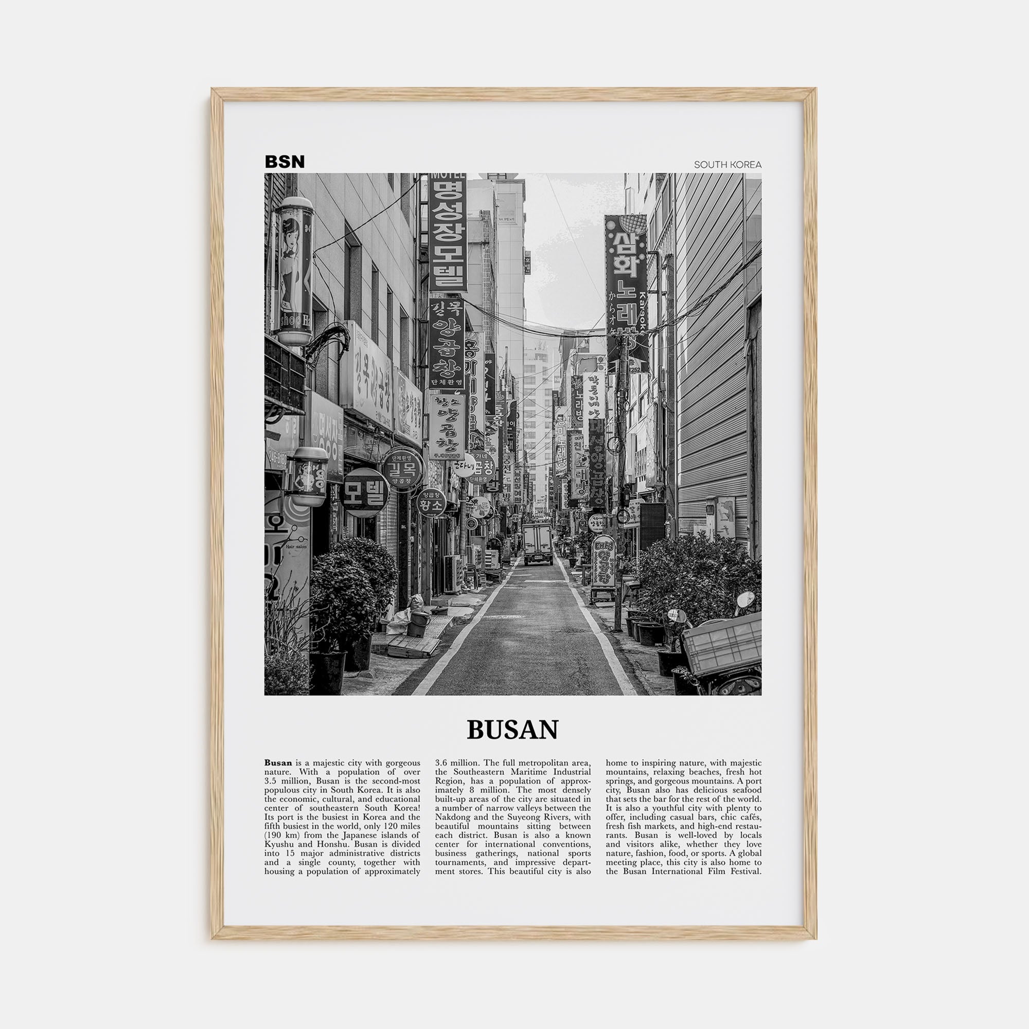 Busan Travel B&W No 1 Poster