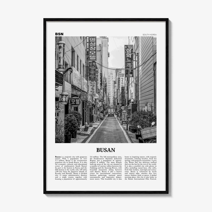 Busan Print Black and White No 1, Busan Wall Art, Busan Poster, Busan Photo, Busan Wall Decor, Pusan, South Korea, 부산 부산직할시 대한민국 한국 남한 지도