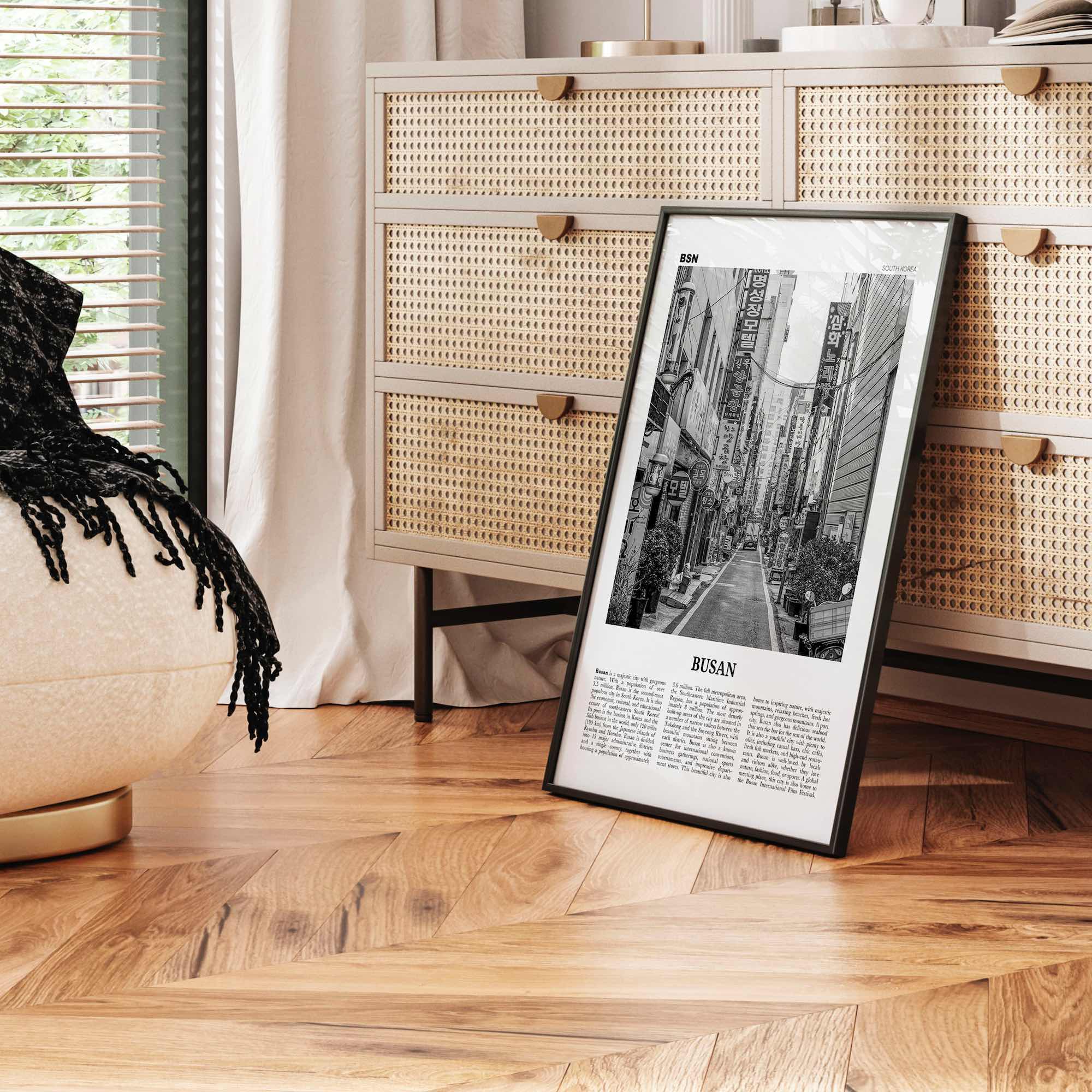 Busan Print Black and White No 1, Busan Wall Art, Busan Poster, Busan Photo, Busan Wall Decor, Pusan, South Korea, 부산 부산직할시 대한민국 한국 남한 지도