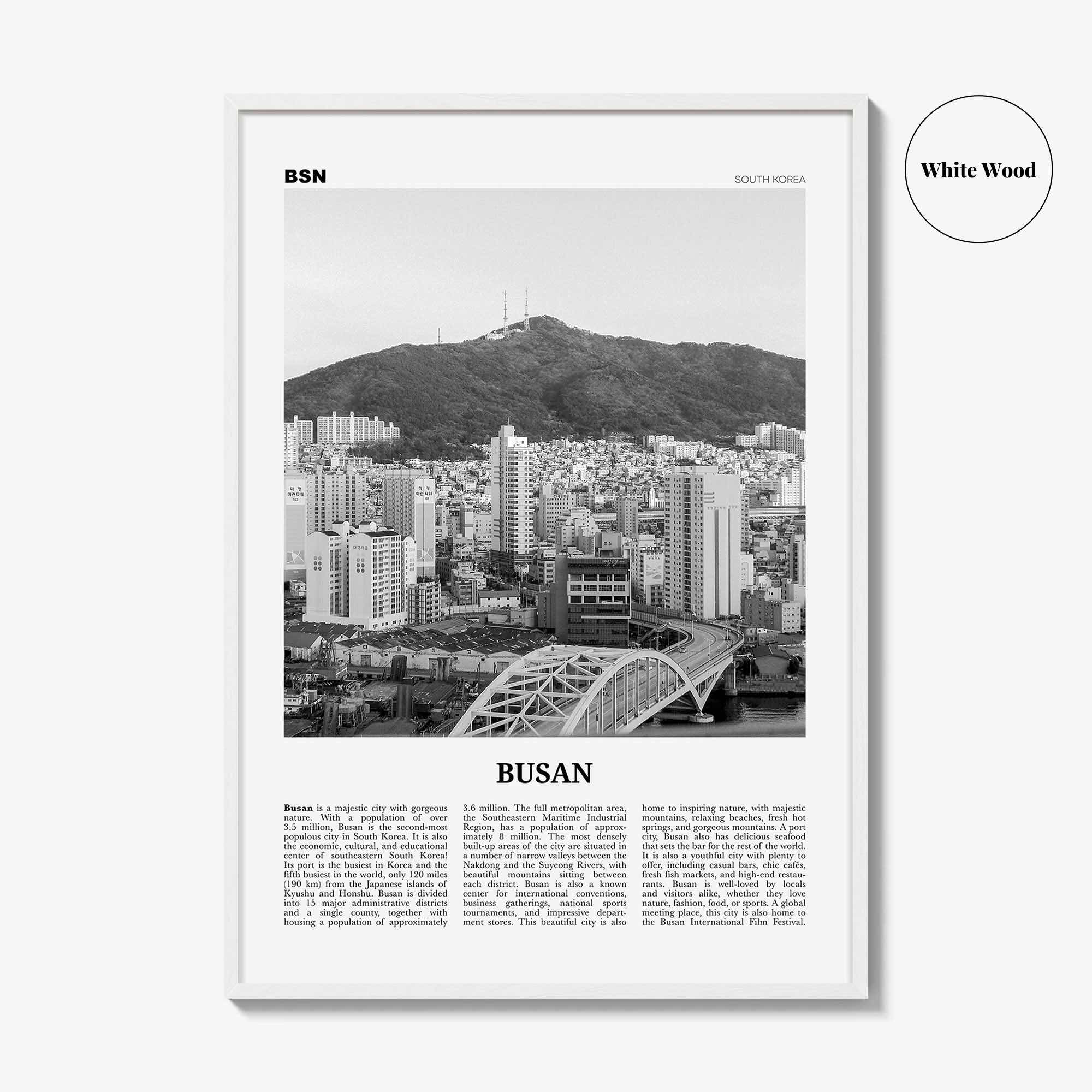 Busan Print Black and White No 2, Busan Wall Art, Busan Poster, Busan Photo, Busan Wall Decor, Pusan, South Korea, 부산 부산직할시 대한민국 한국 남한 지도