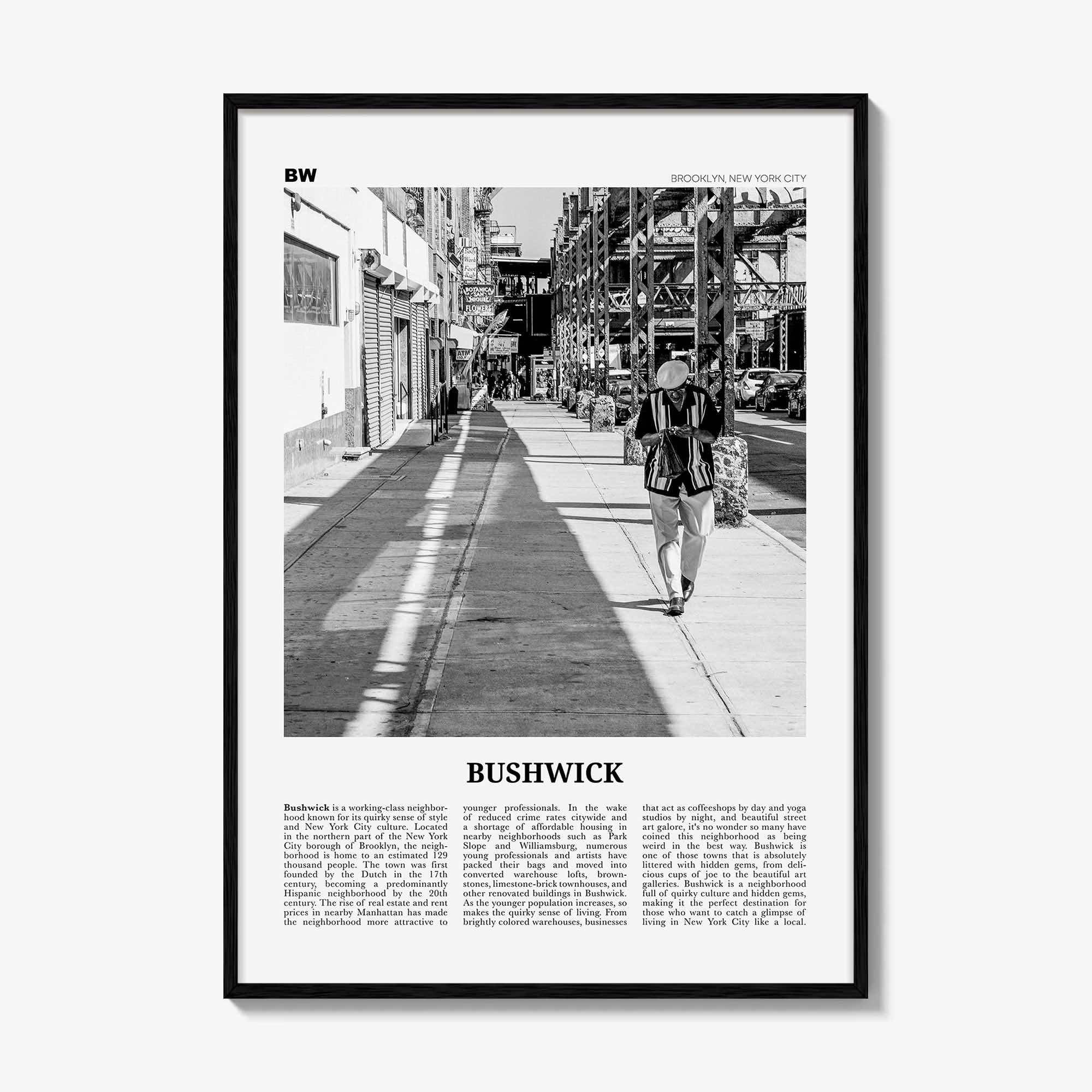 Bushwick Print Black and White, Bushwick Wall Art, Bushwick Poster, Bushwick Photo, Bushwick Wall Décor,Bushwick, New York City, USA