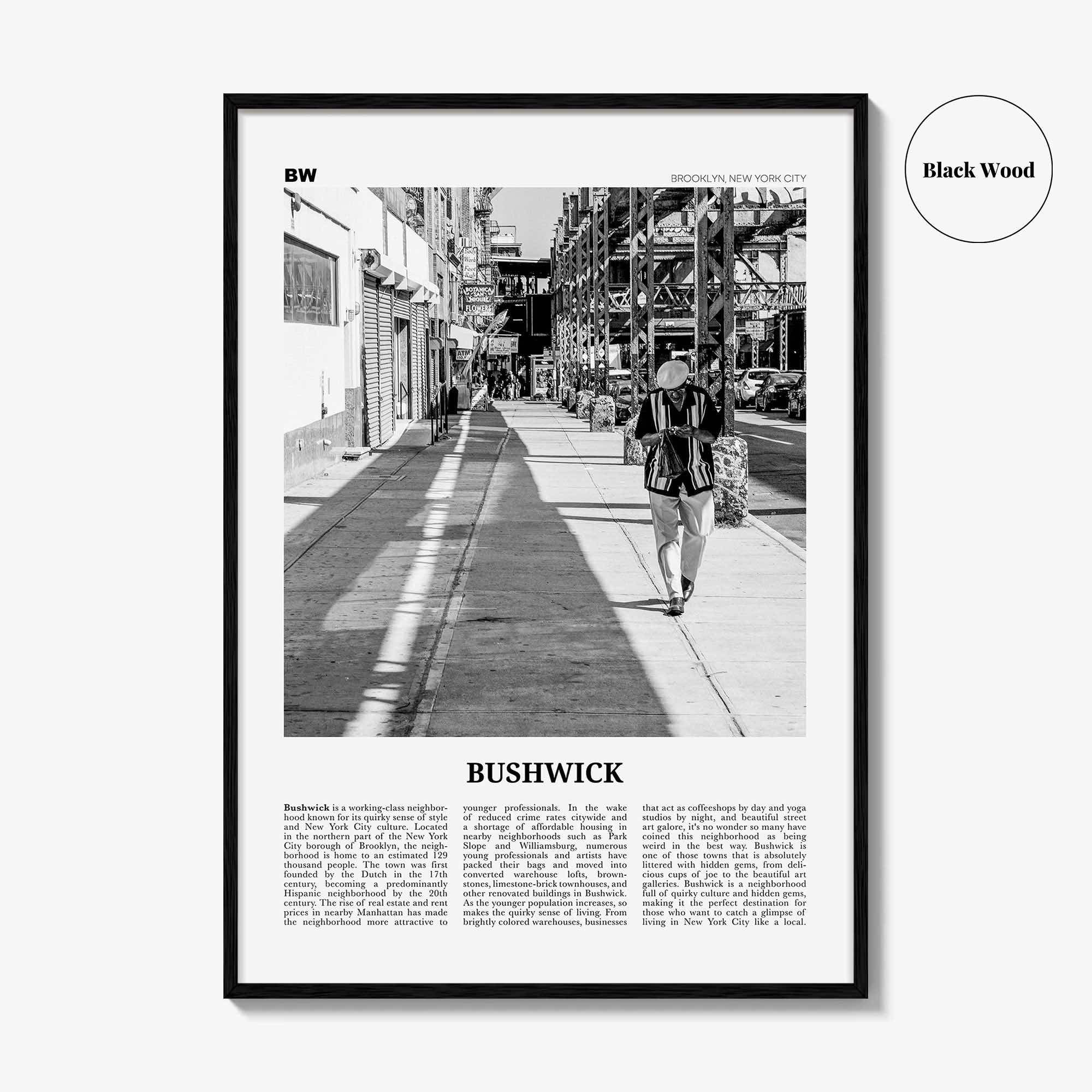 Bushwick Print Black and White, Bushwick Wall Art, Bushwick Poster, Bushwick Photo, Bushwick Wall Décor,Bushwick, New York City, USA