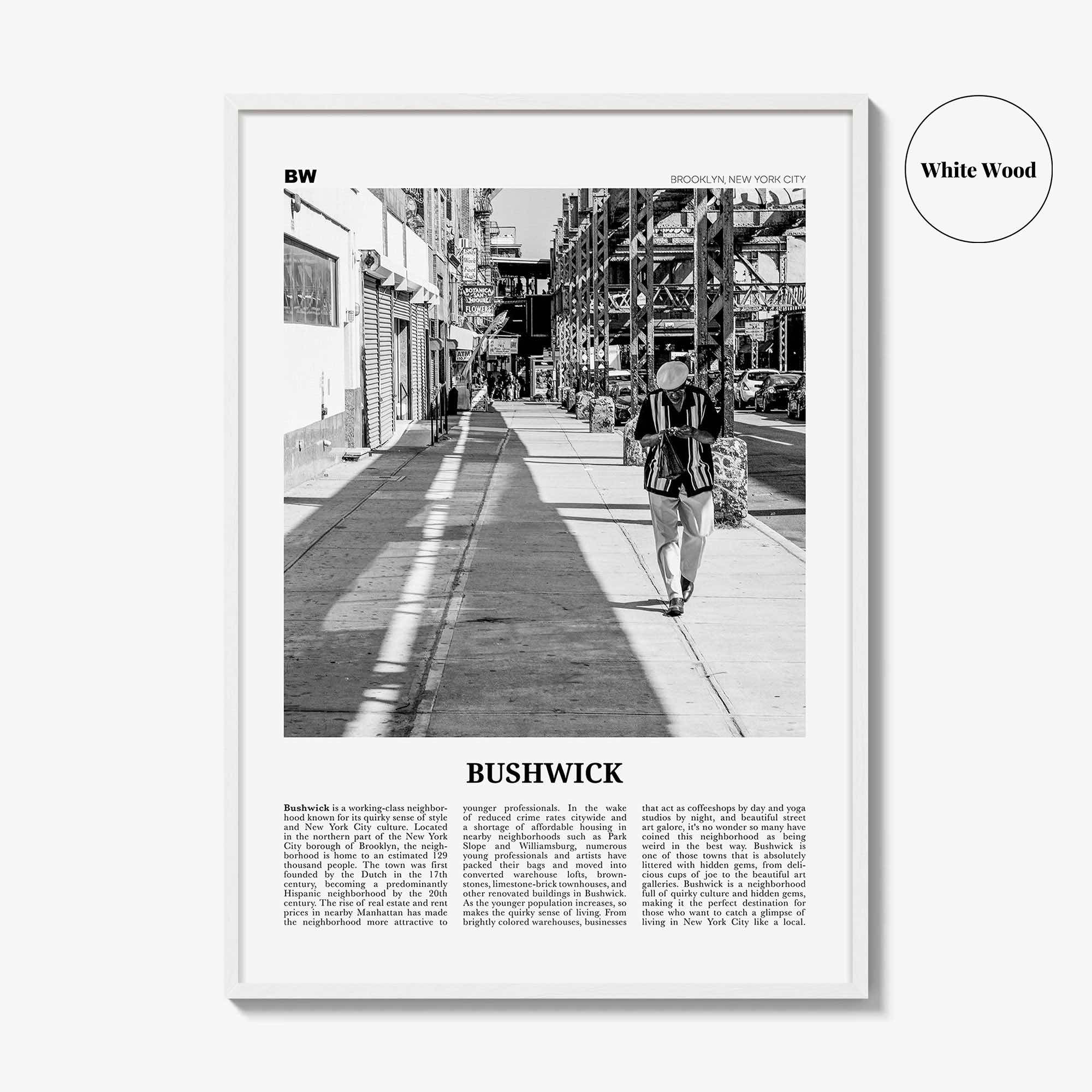 Bushwick Print Black and White, Bushwick Wall Art, Bushwick Poster, Bushwick Photo, Bushwick Wall Décor,Bushwick, New York City, USA