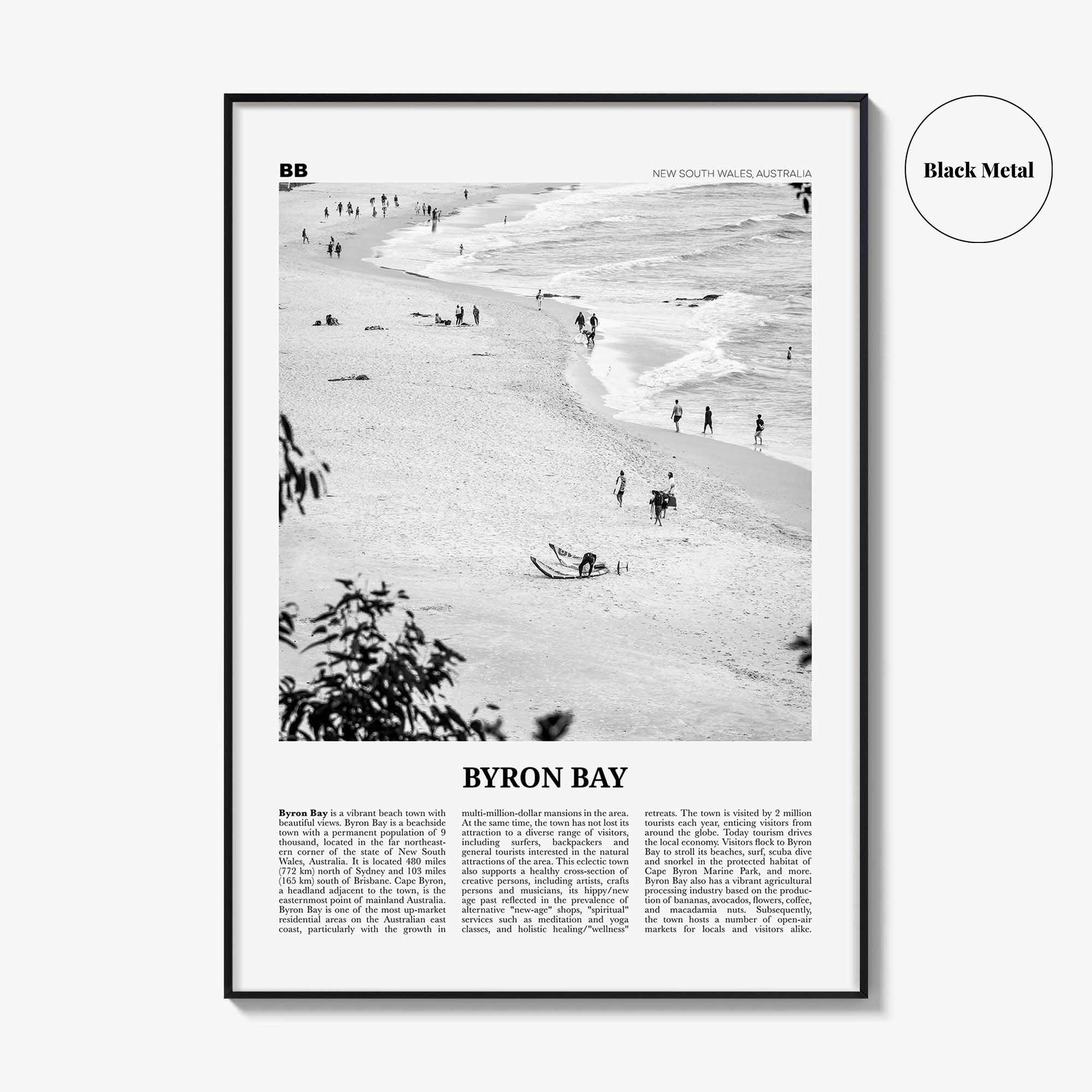 Byron Bay Print Black and White No 1, Byron Bay Wall Art, Byron Bay Poster, Byron Bay Photo, Byron Bay Decor, New South Wales, Australia