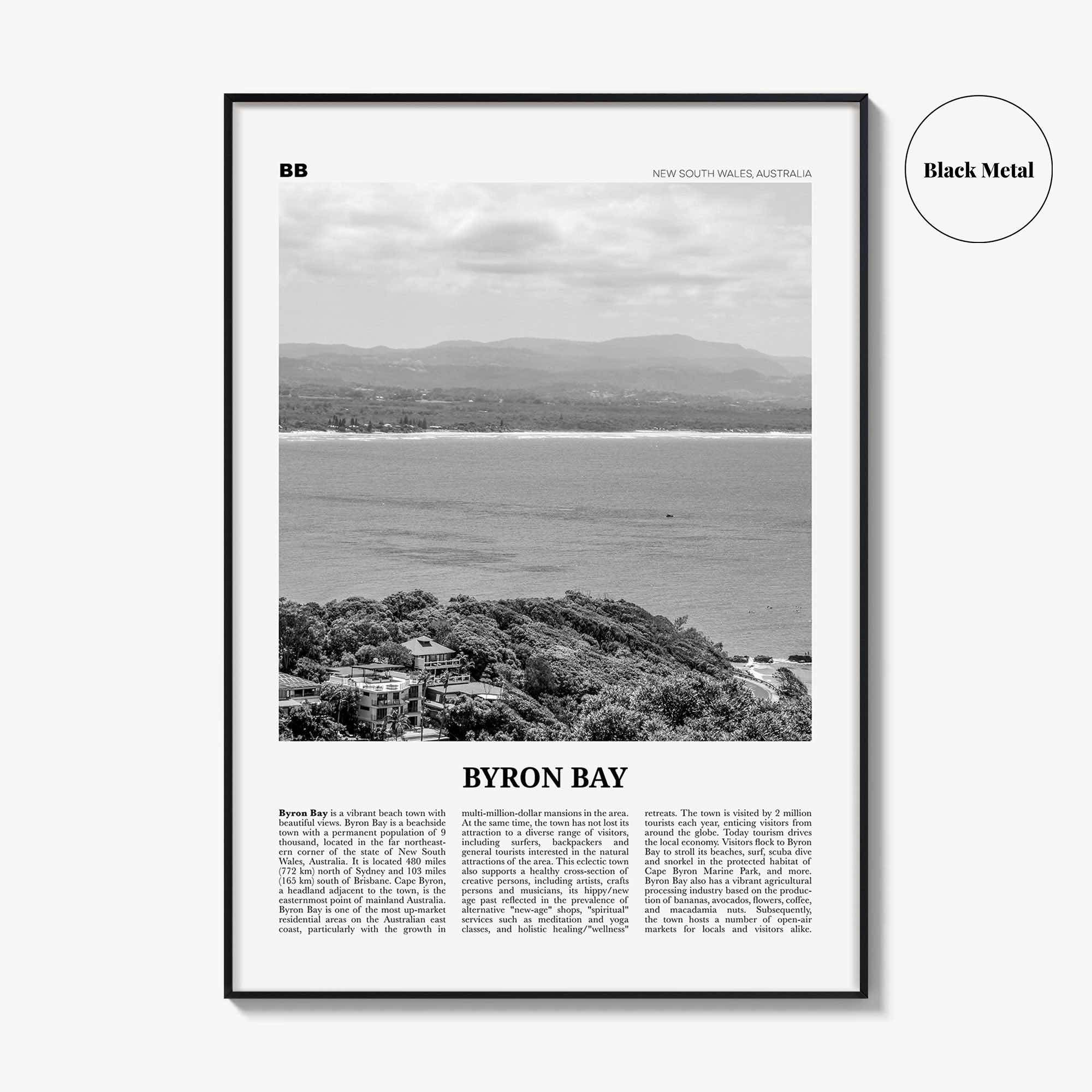 Byron Bay Print Black and White No 2, Byron Bay Wall Art, Byron Bay Poster, Byron Bay Photo, Byron Bay Decor, New South Wales Australia