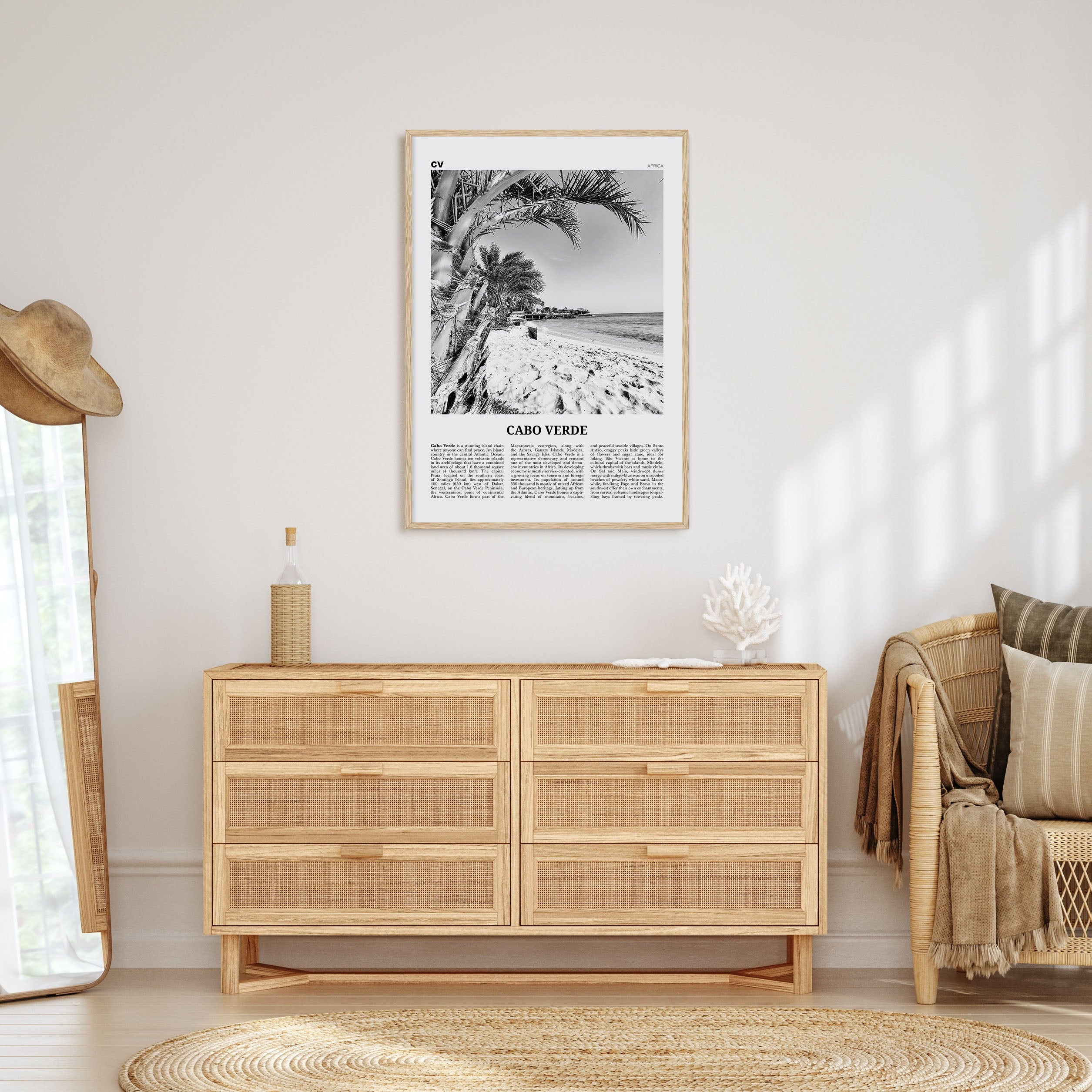 Cabo Verde Travel B&W Poster