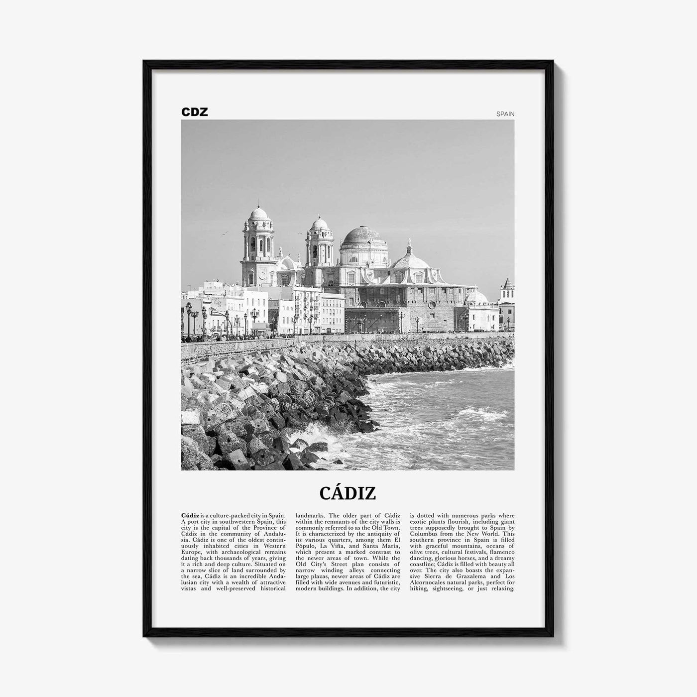 Cadiz Print Black and White, Cádiz Wall Art, Cádiz Poster, Cádiz Photo, Cádiz Wall Decor, City Art Print, Andalucia, Spain, España, Europe