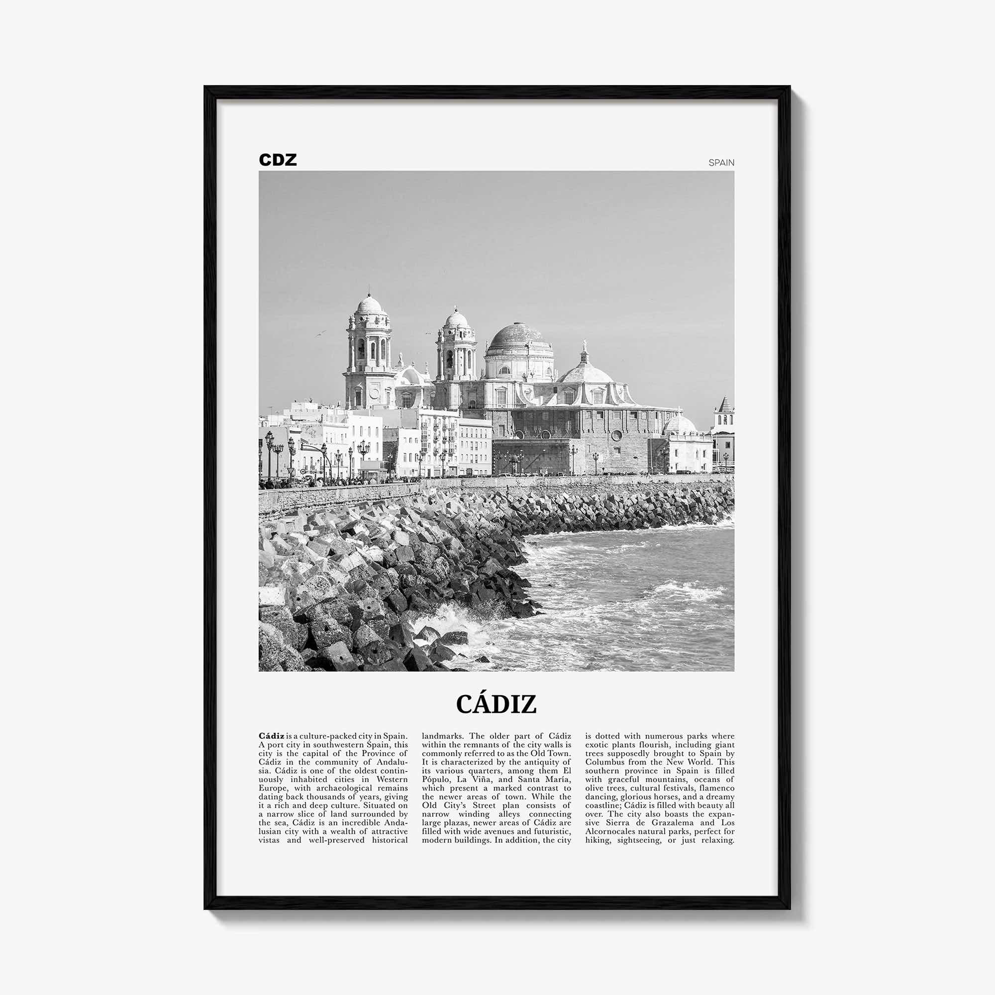 Cadiz Print Black and White, Cádiz Wall Art, Cádiz Poster, Cádiz Photo, Cádiz Wall Decor, City Art Print, Andalucia, Spain, España, Europe