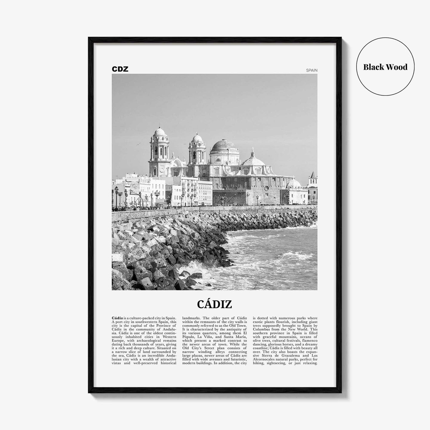 Cadiz Print Black and White, Cádiz Wall Art, Cádiz Poster, Cádiz Photo, Cádiz Wall Decor, City Art Print, Andalucia, Spain, España, Europe