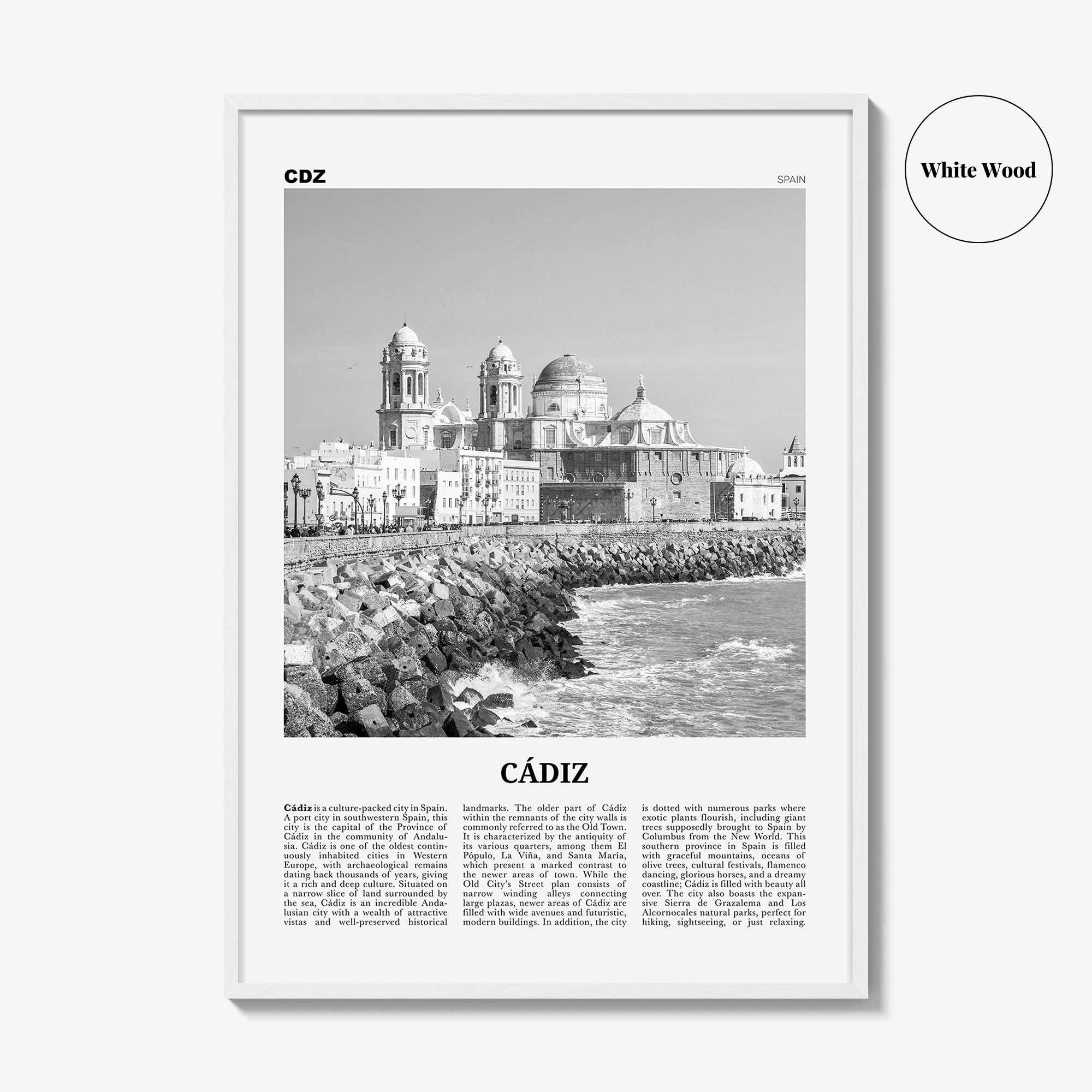 Cadiz Print Black and White, Cádiz Wall Art, Cádiz Poster, Cádiz Photo, Cádiz Wall Decor, City Art Print, Andalucia, Spain, España, Europe