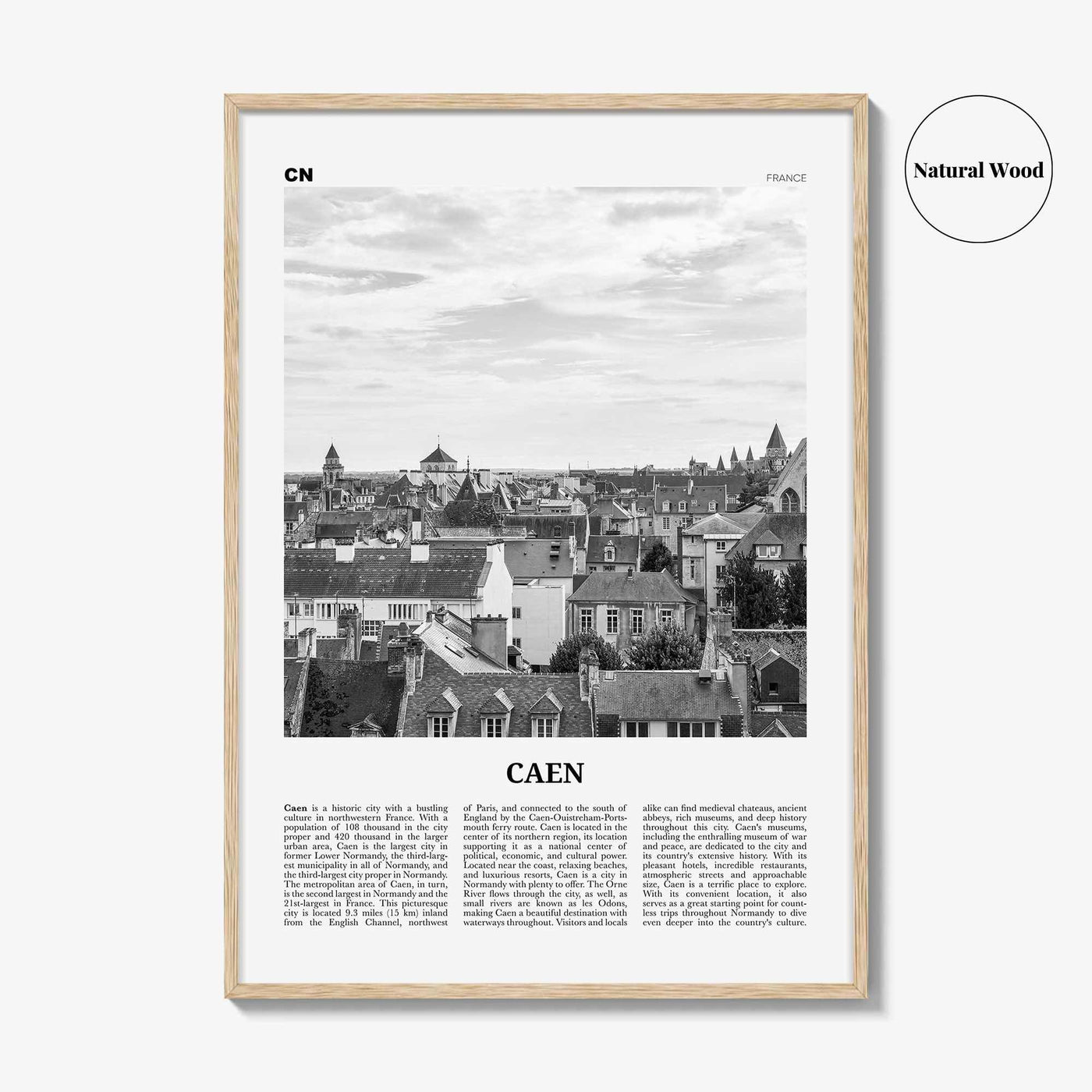 Caen Print Black and White No 1, Caen Wall Art, Caen Poster, Caen Photo, Caen Wall Decor, City Print, France, Kaem, Normandy, Calvados