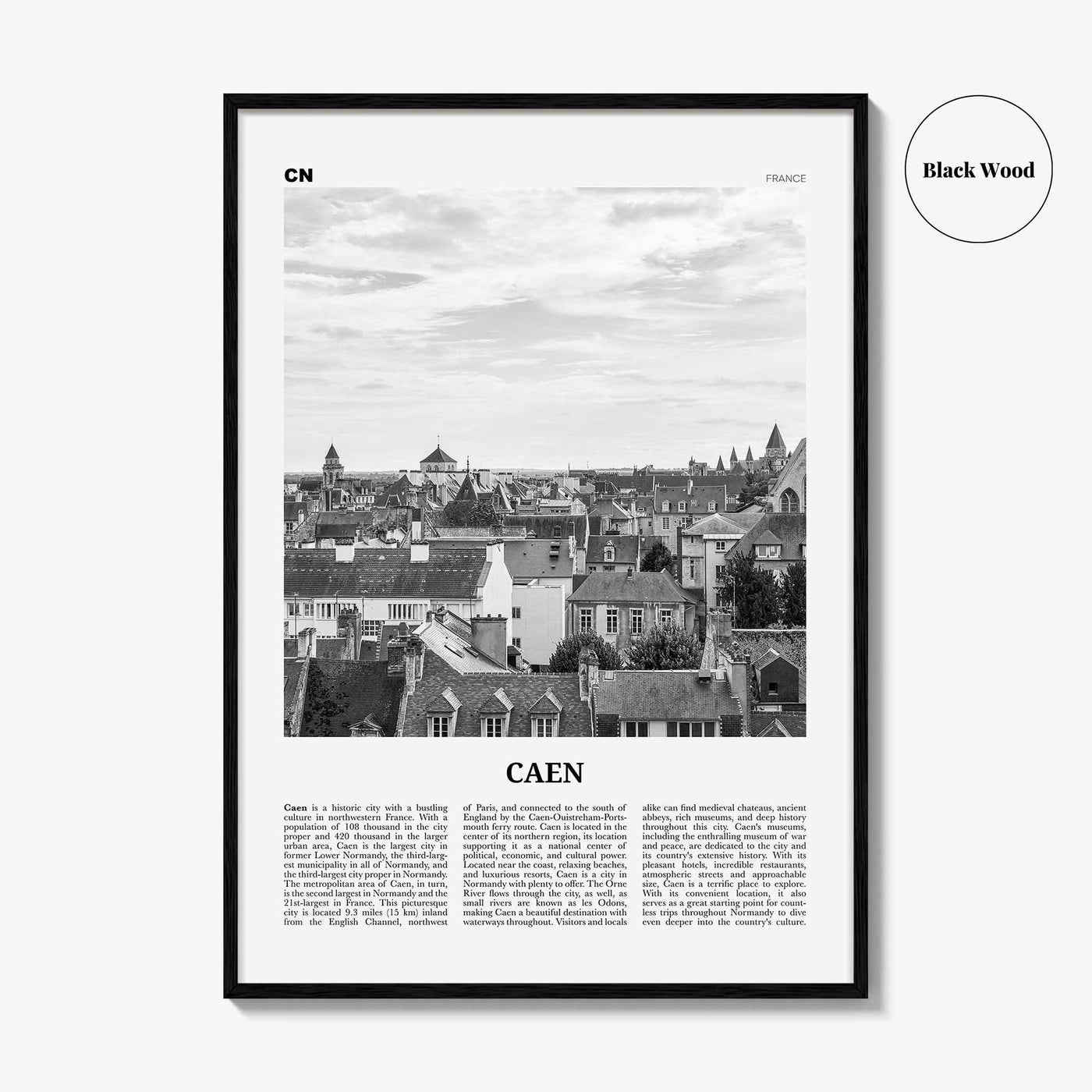 Caen Print Black and White No 1, Caen Wall Art, Caen Poster, Caen Photo, Caen Wall Decor, City Print, France, Kaem, Normandy, Calvados