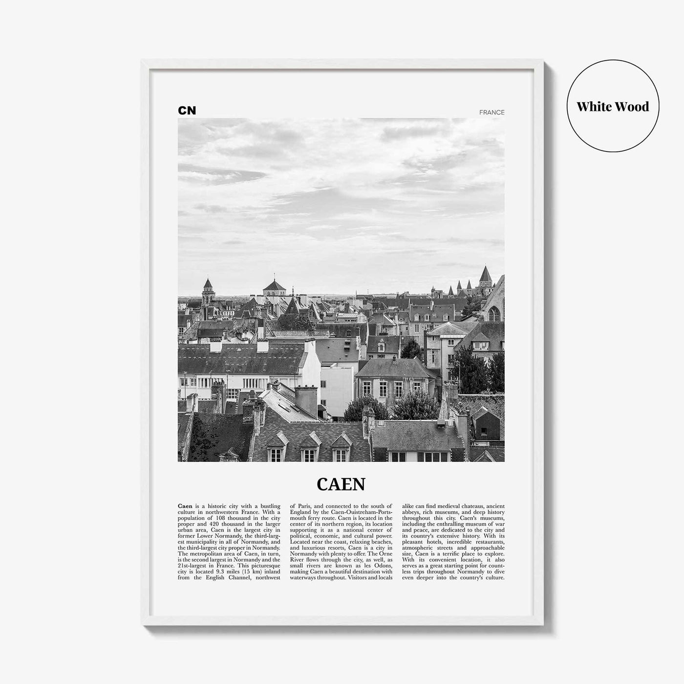 Caen Print Black and White No 1, Caen Wall Art, Caen Poster, Caen Photo, Caen Wall Decor, City Print, France, Kaem, Normandy, Calvados