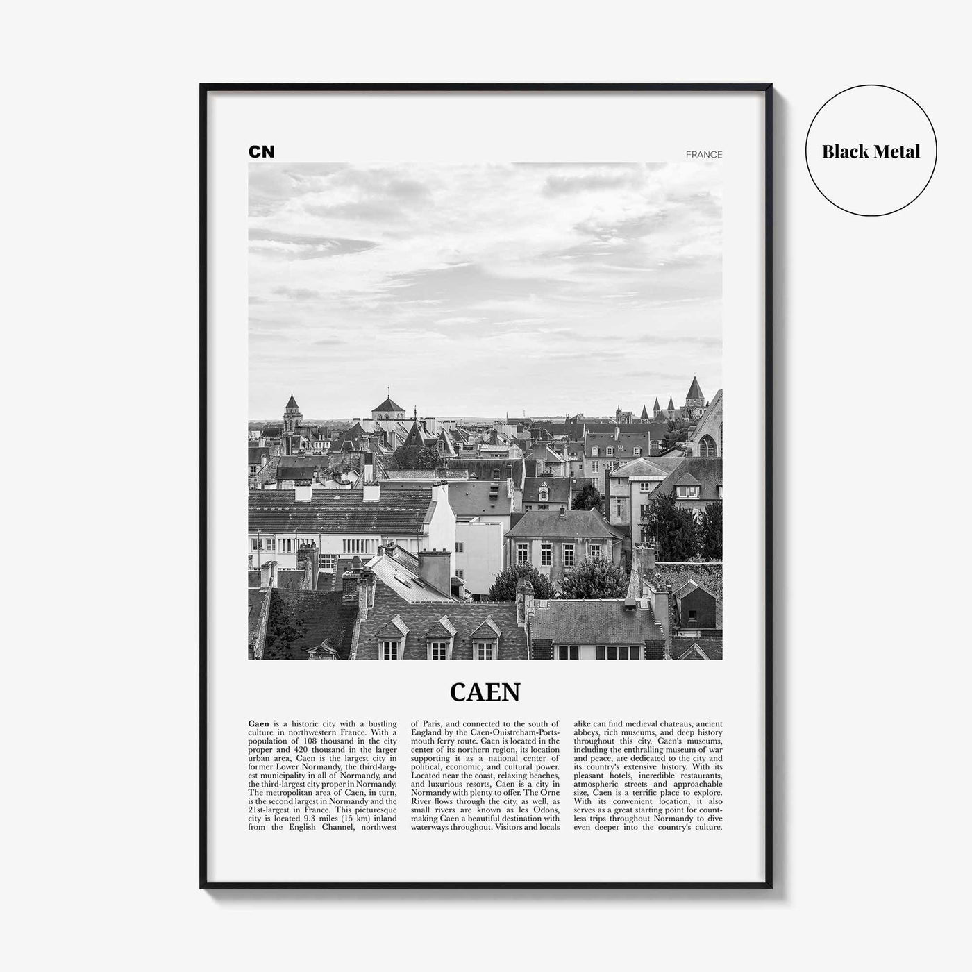 Caen Print Black and White No 1, Caen Wall Art, Caen Poster, Caen Photo, Caen Wall Decor, City Print, France, Kaem, Normandy, Calvados