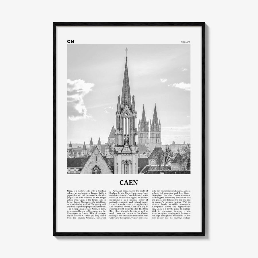 Caen Print Black and White No 2, Caen Wall Art, Caen Poster, Caen Photo, Caen Wall Decor, City Print, France, Kaem, Normandy, Calvados