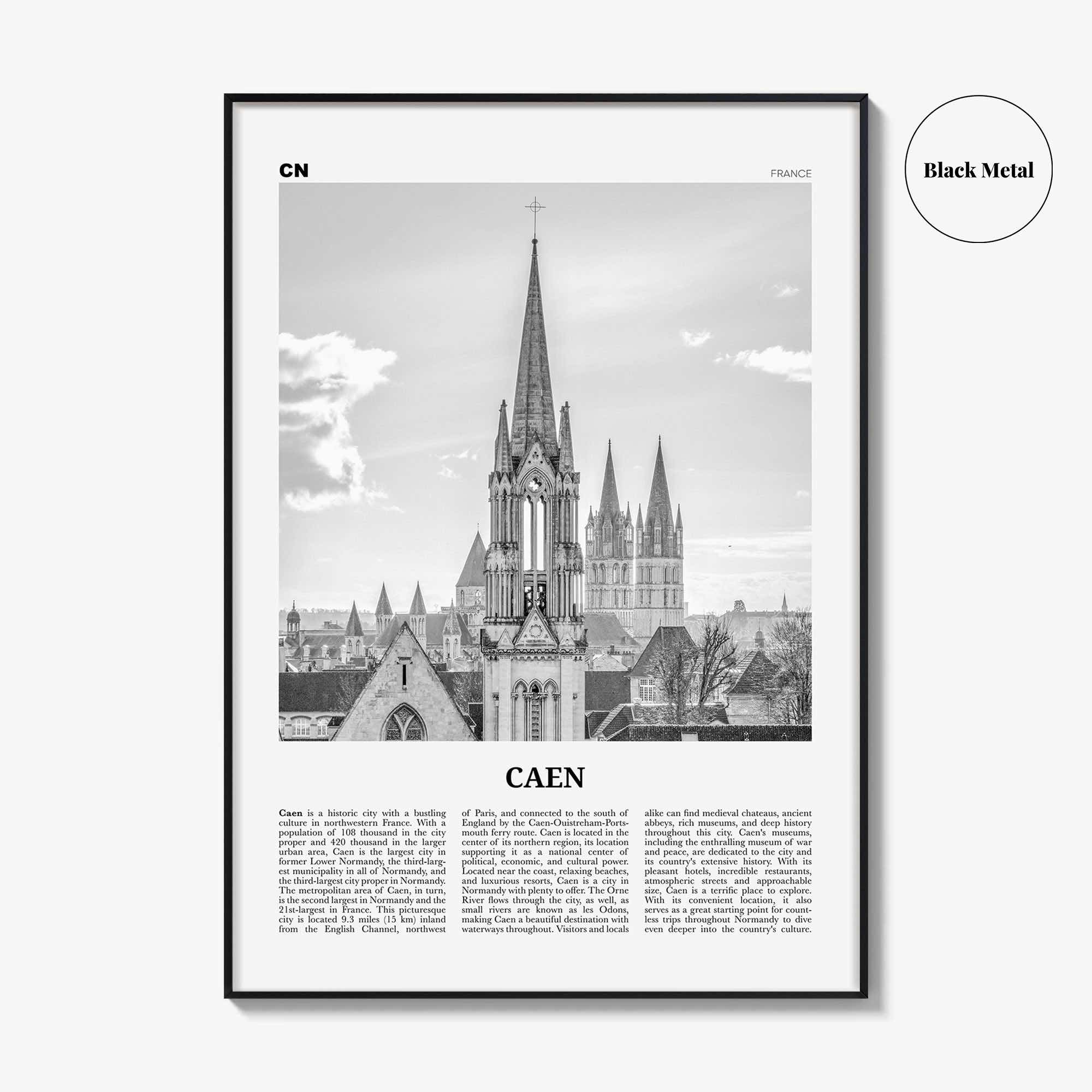 Caen Print Black and White No 2, Caen Wall Art, Caen Poster, Caen Photo, Caen Wall Decor, City Print, France, Kaem, Normandy, Calvados