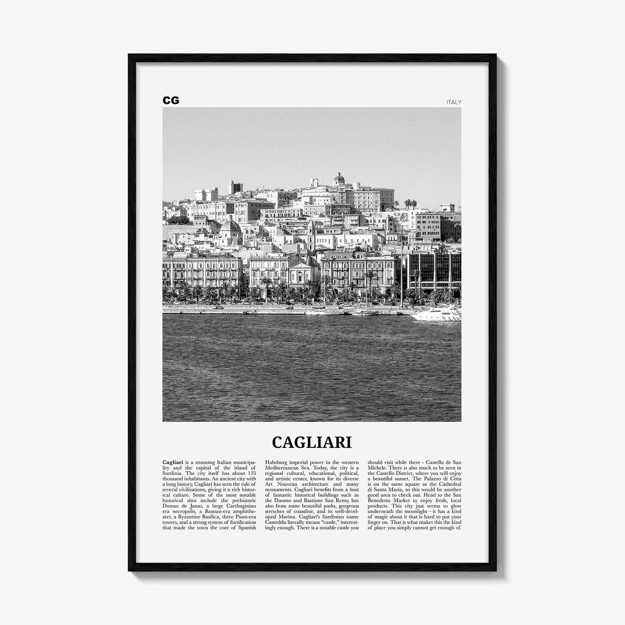 Cagliari Print Black and White No 1, Cagliari Wall Art, Cagliari Poster, Cagliari Photo, Cagliari Décor, Italy, Casteddu, Sardinia, Italia