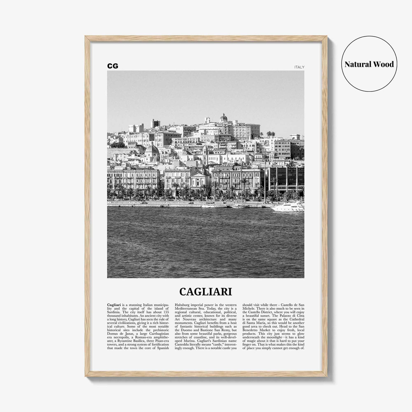 Cagliari Print Black and White No 1, Cagliari Wall Art, Cagliari Poster, Cagliari Photo, Cagliari Décor, Italy, Casteddu, Sardinia, Italia