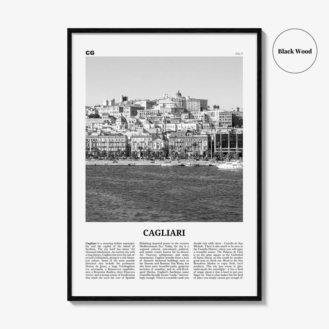 Cagliari Print Black and White No 1, Cagliari Wall Art, Cagliari Poster, Cagliari Photo, Cagliari Décor, Italy, Casteddu, Sardinia, Italia