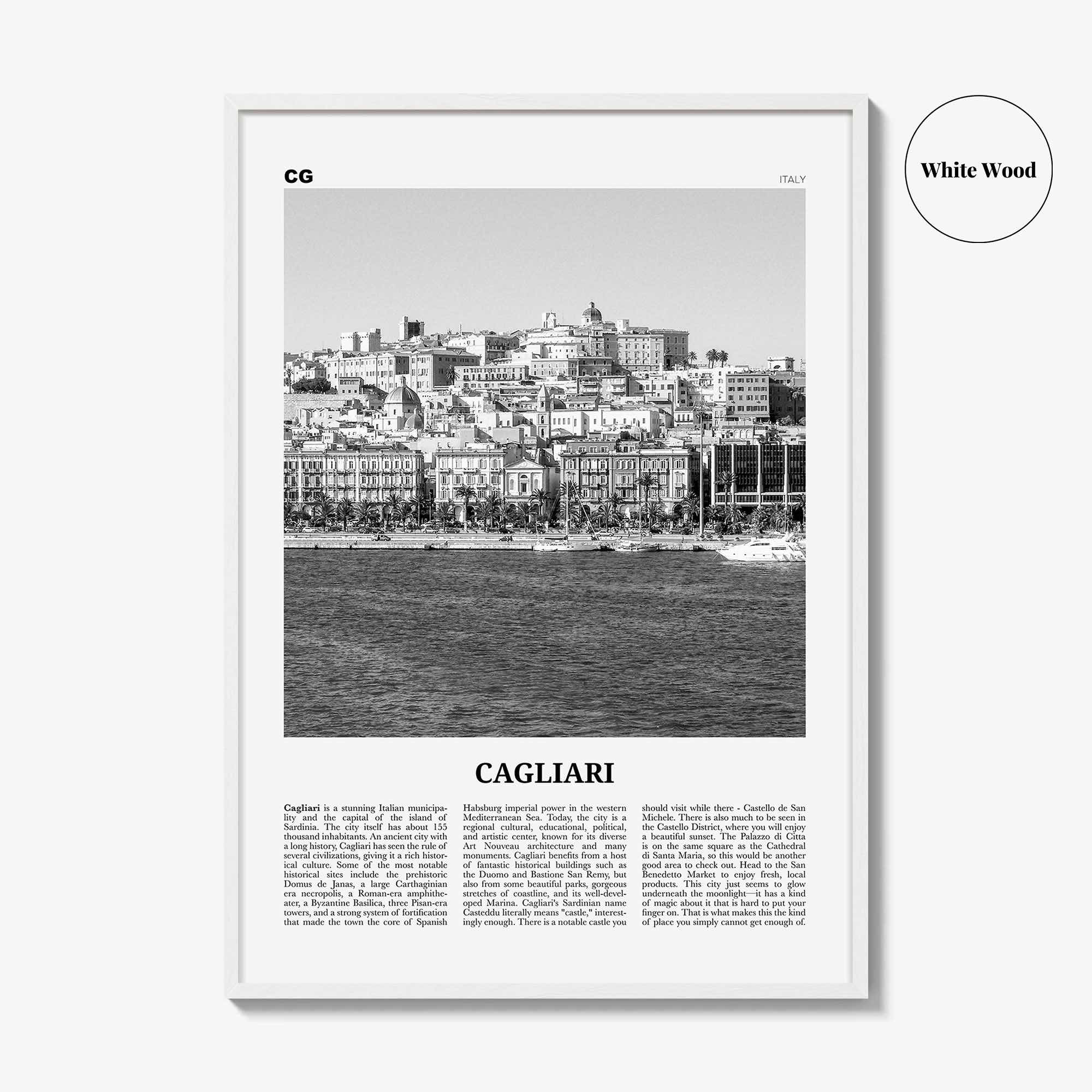 Cagliari Print Black and White No 1, Cagliari Wall Art, Cagliari Poster, Cagliari Photo, Cagliari Décor, Italy, Casteddu, Sardinia, Italia