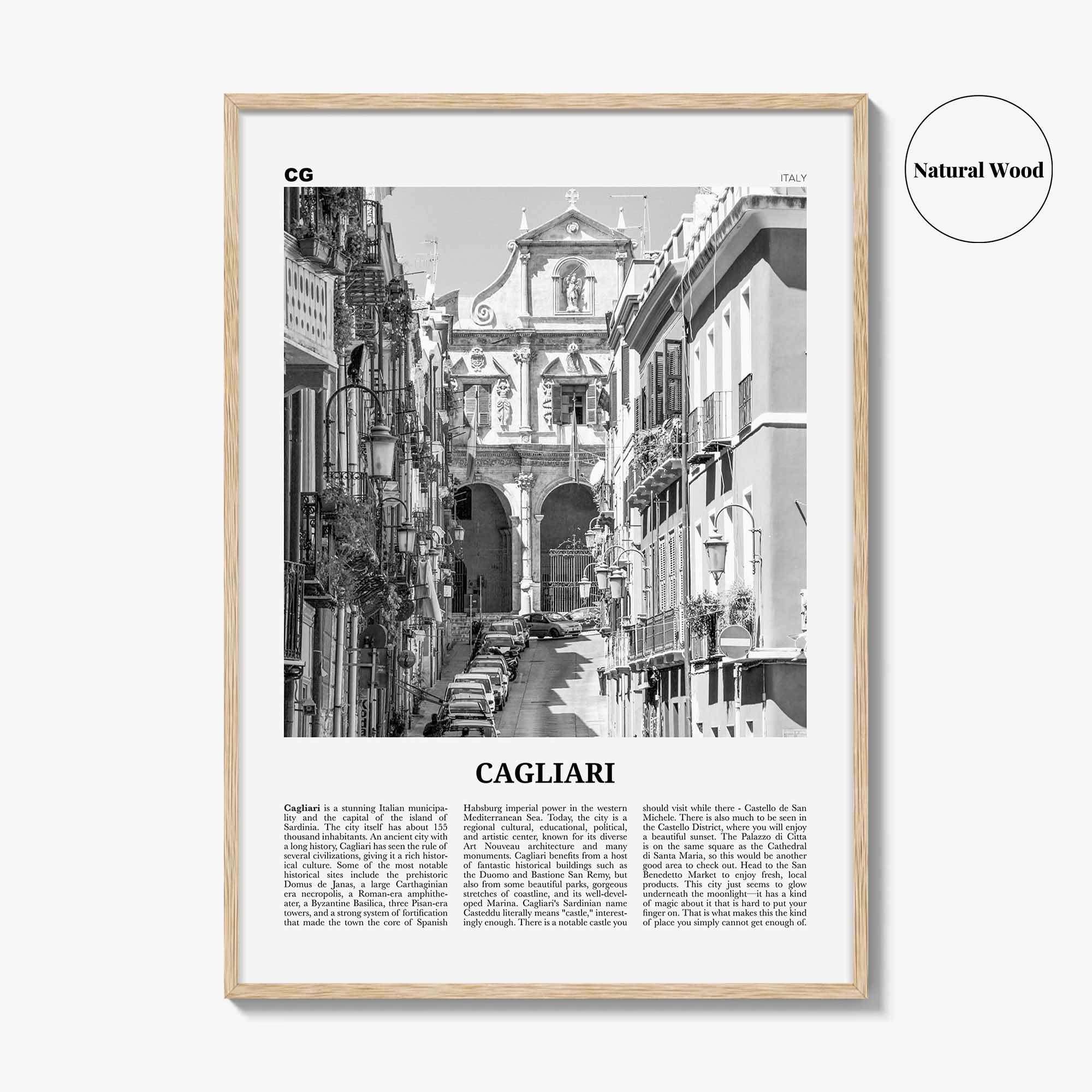 Cagliari Print Black and White No 2, Cagliari Wall Art, Cagliari Poster, Cagliari Photo, Cagliari Décor, Italy, Casteddu, Sardinia, Italia