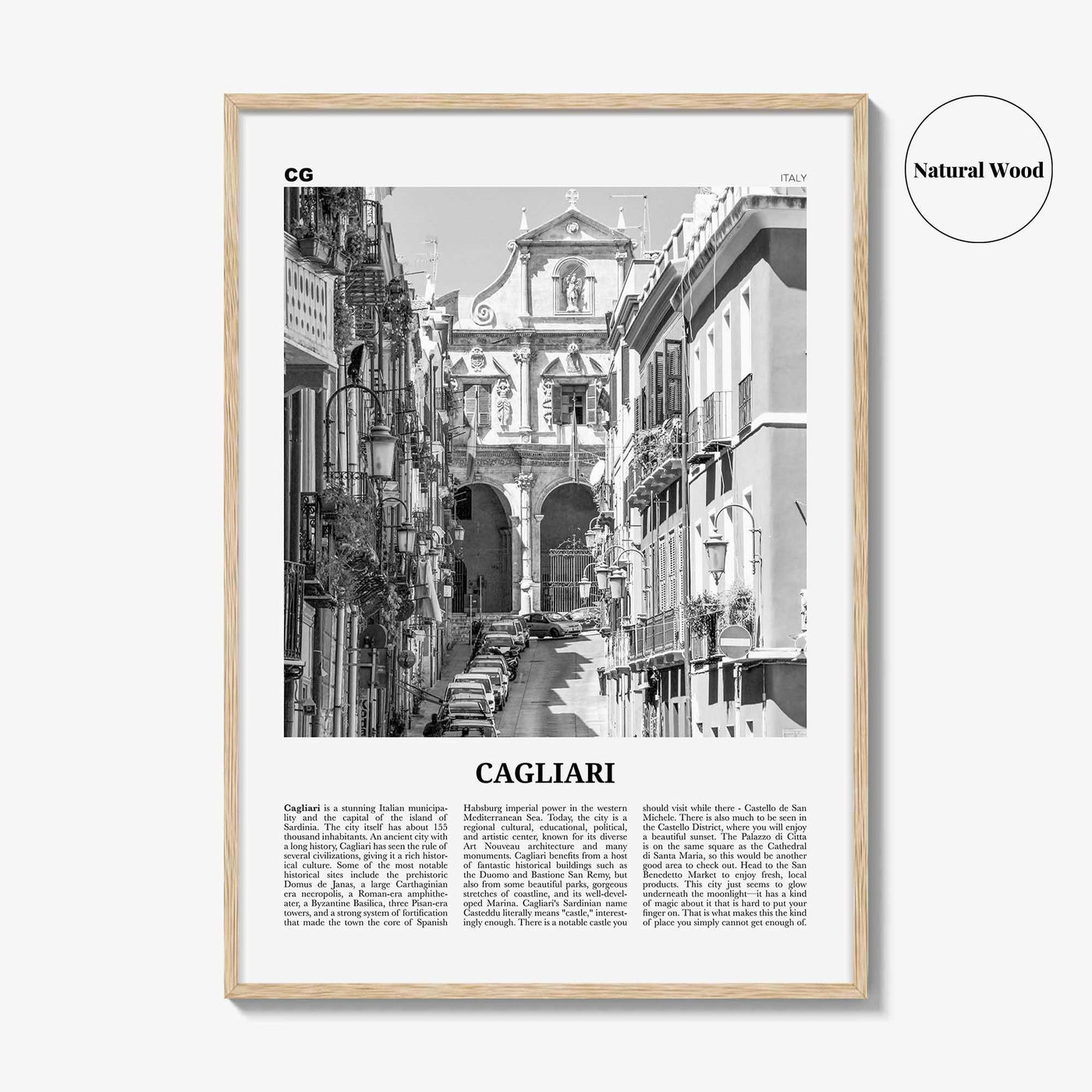 Cagliari Print Black and White No 2, Cagliari Wall Art, Cagliari Poster, Cagliari Photo, Cagliari Décor, Italy, Casteddu, Sardinia, Italia