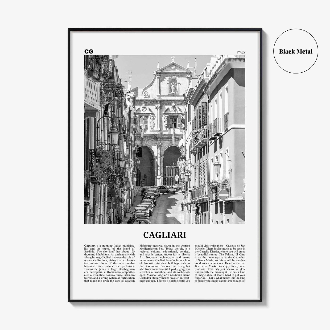 Cagliari Print Black and White No 2, Cagliari Wall Art, Cagliari Poster, Cagliari Photo, Cagliari Décor, Italy, Casteddu, Sardinia, Italia