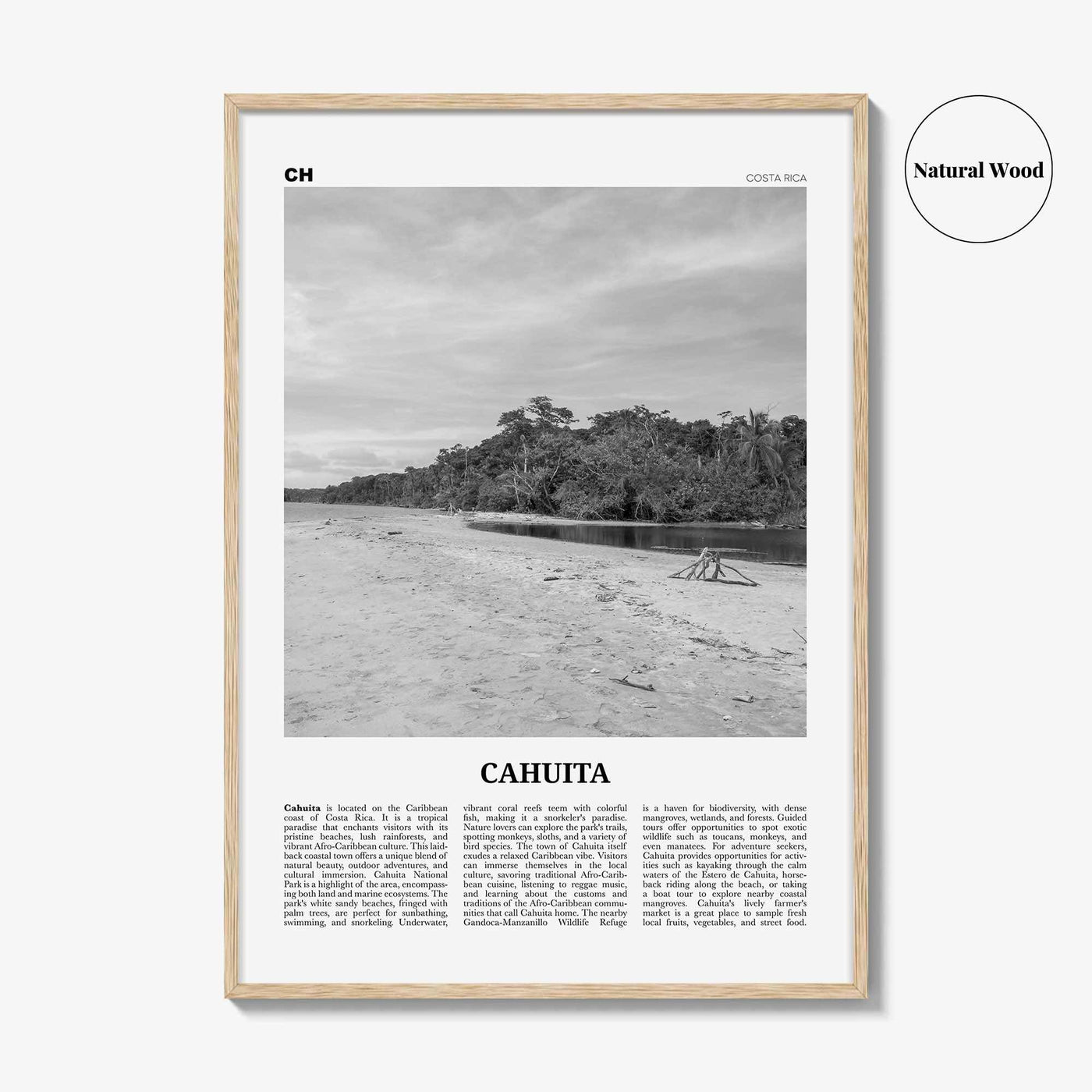 Cahuita Print Black and White, Cahuita Wall Art, Cahuita Poster, Cahuita Photo, Cahuita Wall Décor, Cahuita Map, Costa Rica