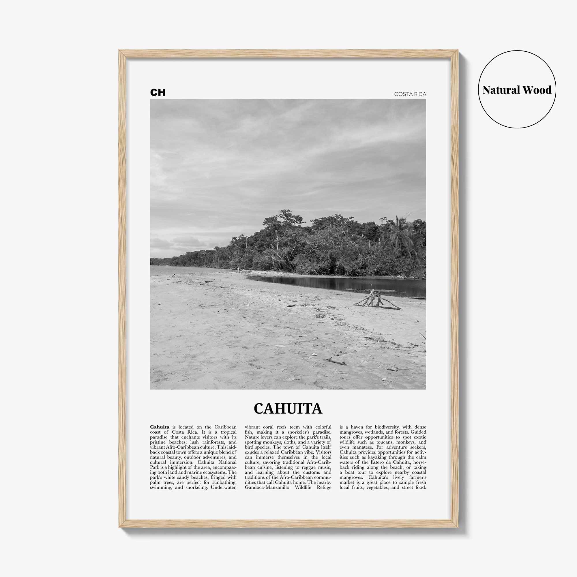 Cahuita Print Black and White, Cahuita Wall Art, Cahuita Poster, Cahuita Photo, Cahuita Wall Décor, Cahuita Map, Costa Rica