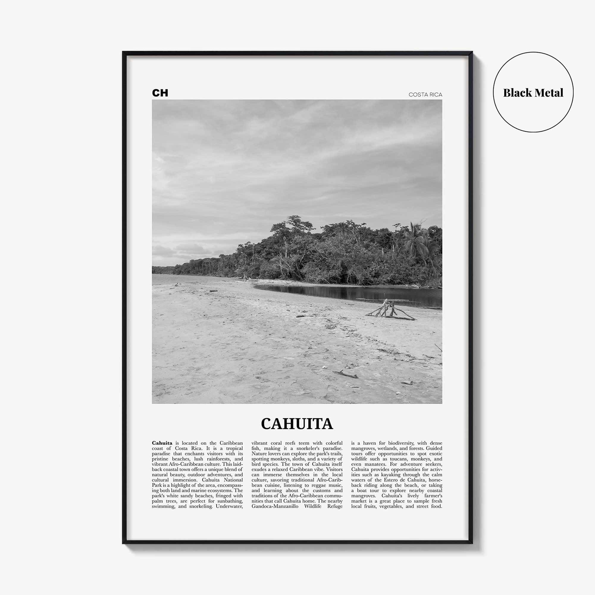 Cahuita Print Black and White, Cahuita Wall Art, Cahuita Poster, Cahuita Photo, Cahuita Wall Décor, Cahuita Map, Costa Rica