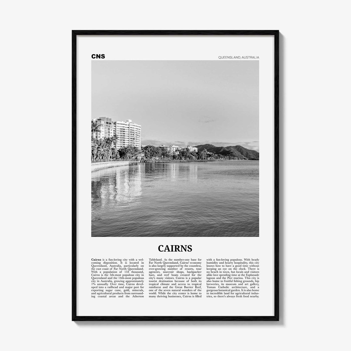 Cairns Print Black and White, Cairns Wall Art, Cairns Poster, Cairns Photo, Cairns Wall Decor, City Print, Queensland, Australia, Oceania