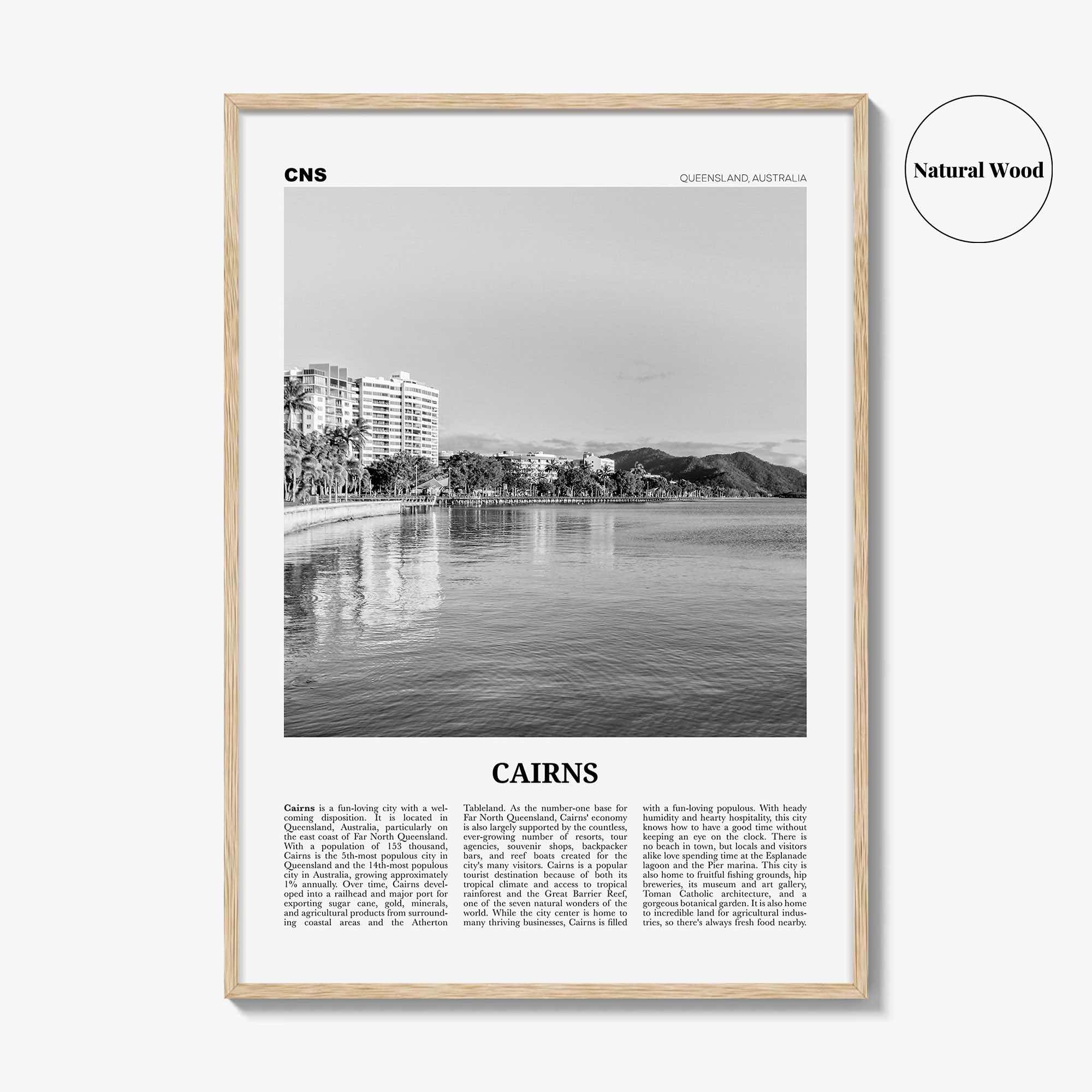Cairns Print Black and White, Cairns Wall Art, Cairns Poster, Cairns Photo, Cairns Wall Decor, City Print, Queensland, Australia, Oceania