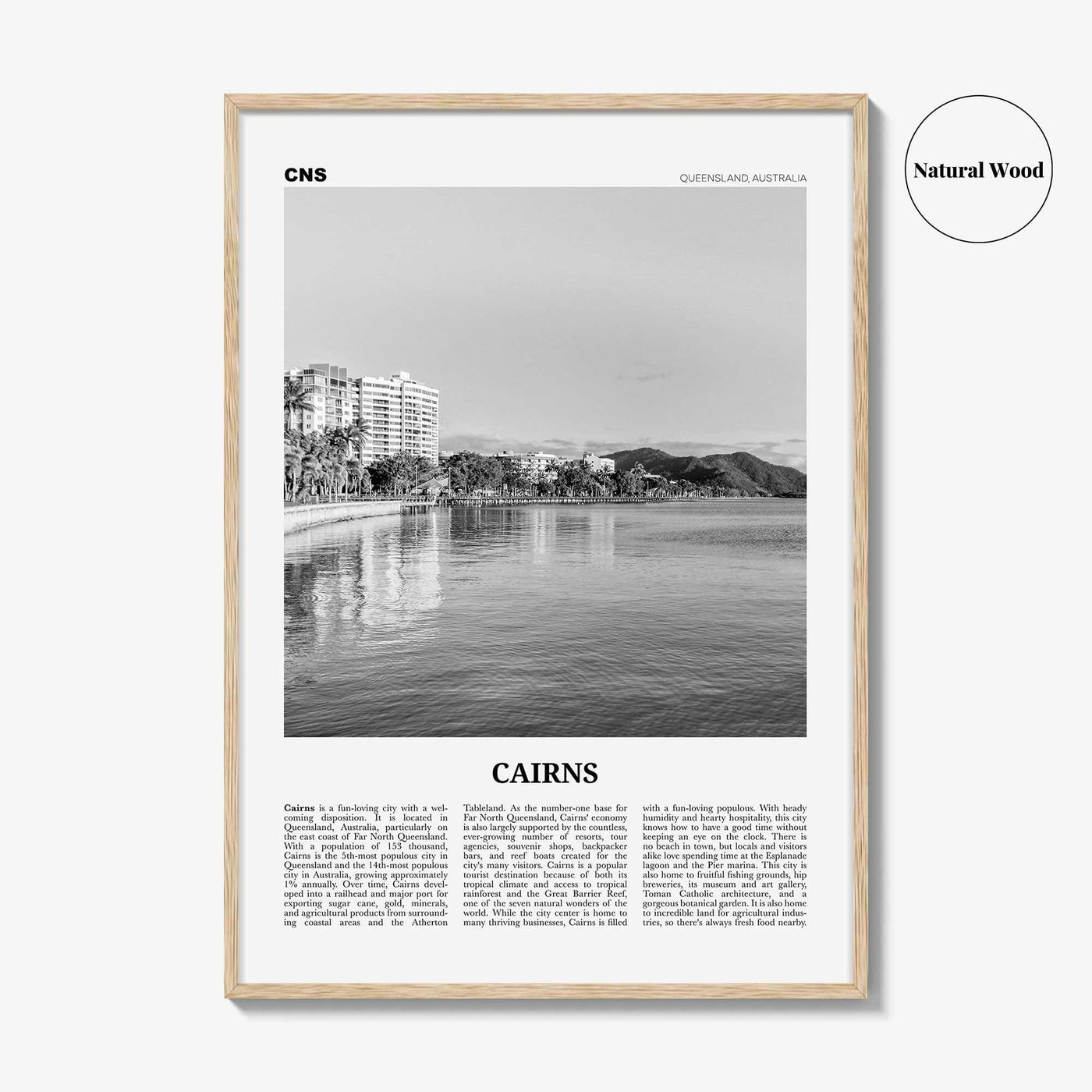 Cairns Print Black and White, Cairns Wall Art, Cairns Poster, Cairns Photo, Cairns Wall Decor, City Print, Queensland, Australia, Oceania