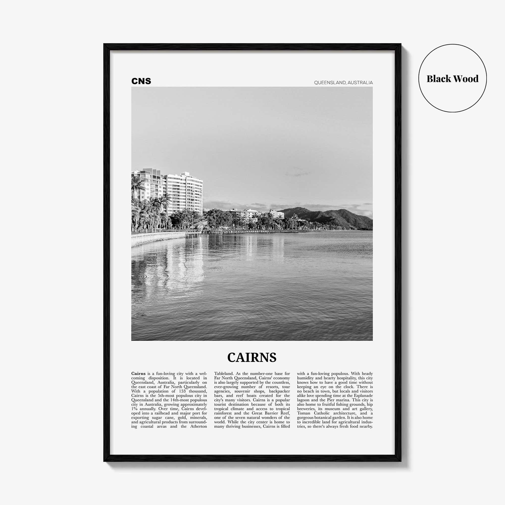 Cairns Print Black and White, Cairns Wall Art, Cairns Poster, Cairns Photo, Cairns Wall Decor, City Print, Queensland, Australia, Oceania