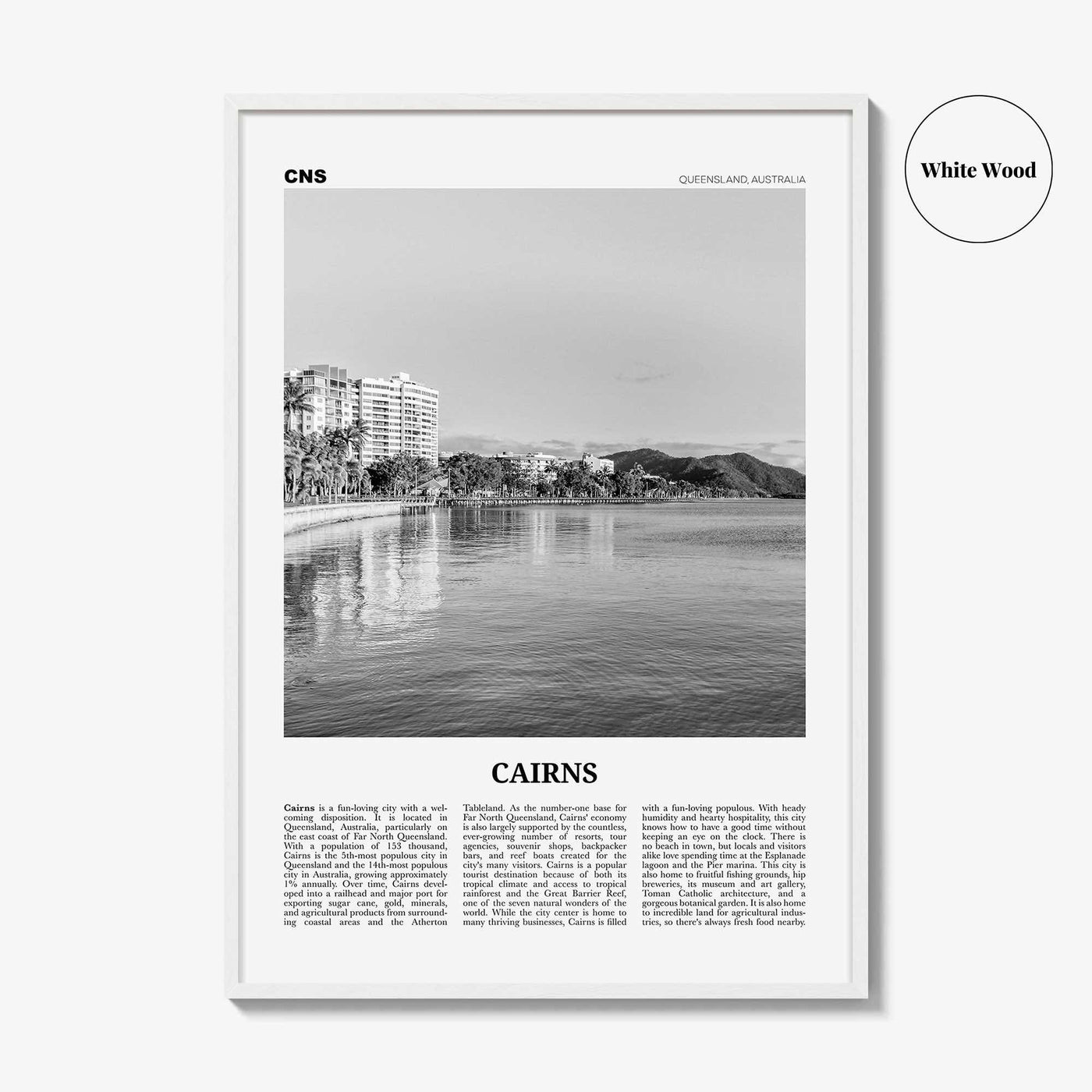 Cairns Print Black and White, Cairns Wall Art, Cairns Poster, Cairns Photo, Cairns Wall Decor, City Print, Queensland, Australia, Oceania