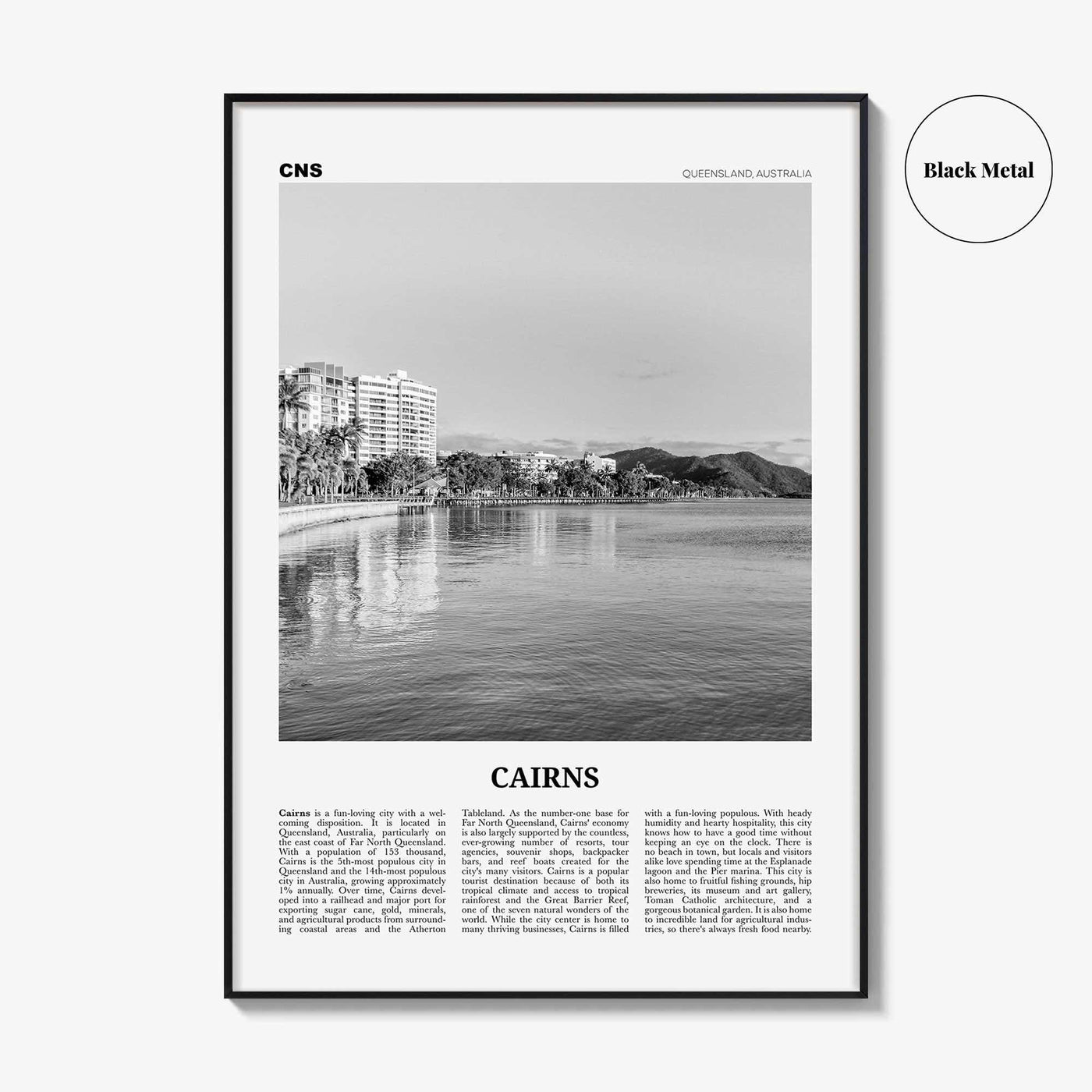 Cairns Print Black and White, Cairns Wall Art, Cairns Poster, Cairns Photo, Cairns Wall Decor, City Print, Queensland, Australia, Oceania