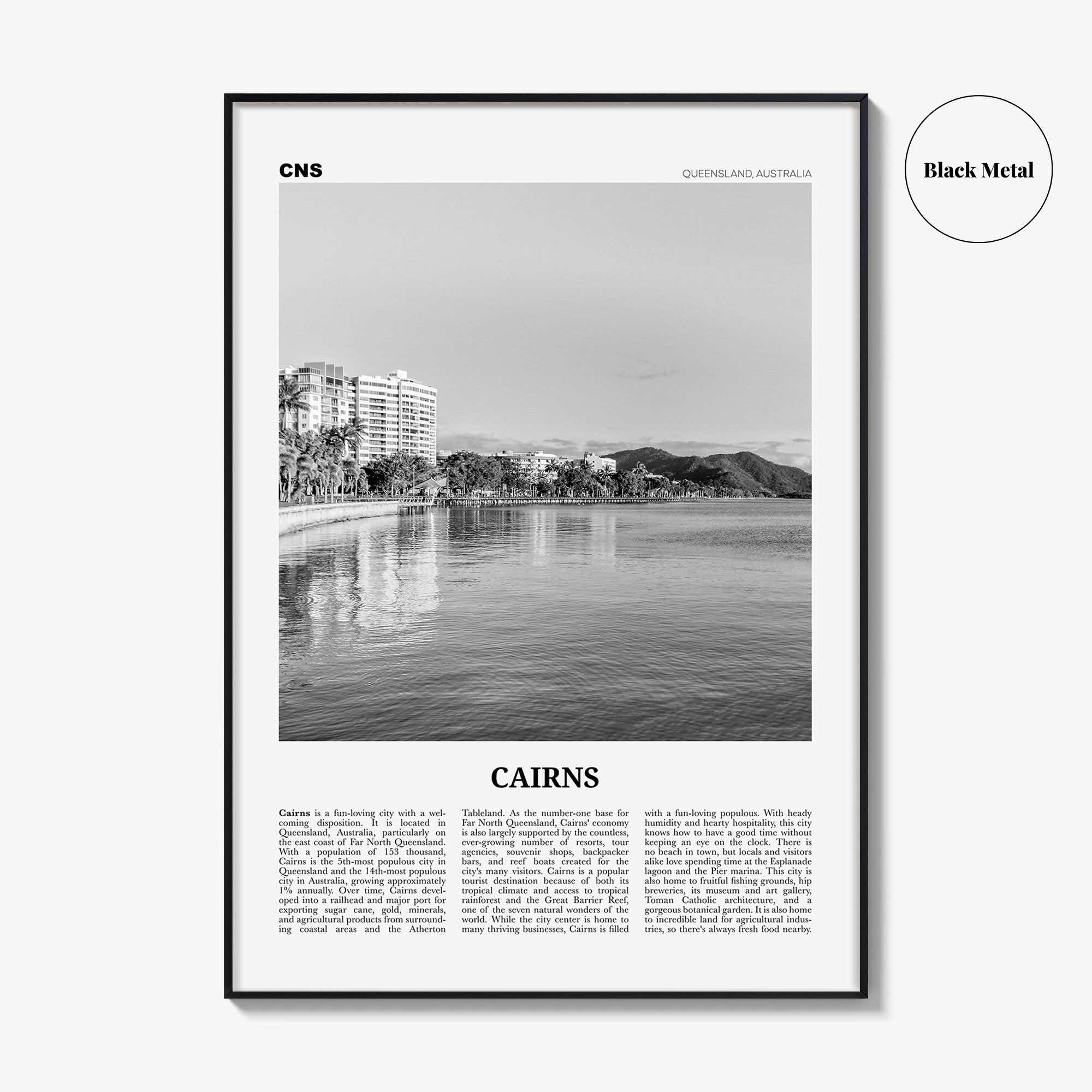 Cairns Print Black and White, Cairns Wall Art, Cairns Poster, Cairns Photo, Cairns Wall Decor, City Print, Queensland, Australia, Oceania