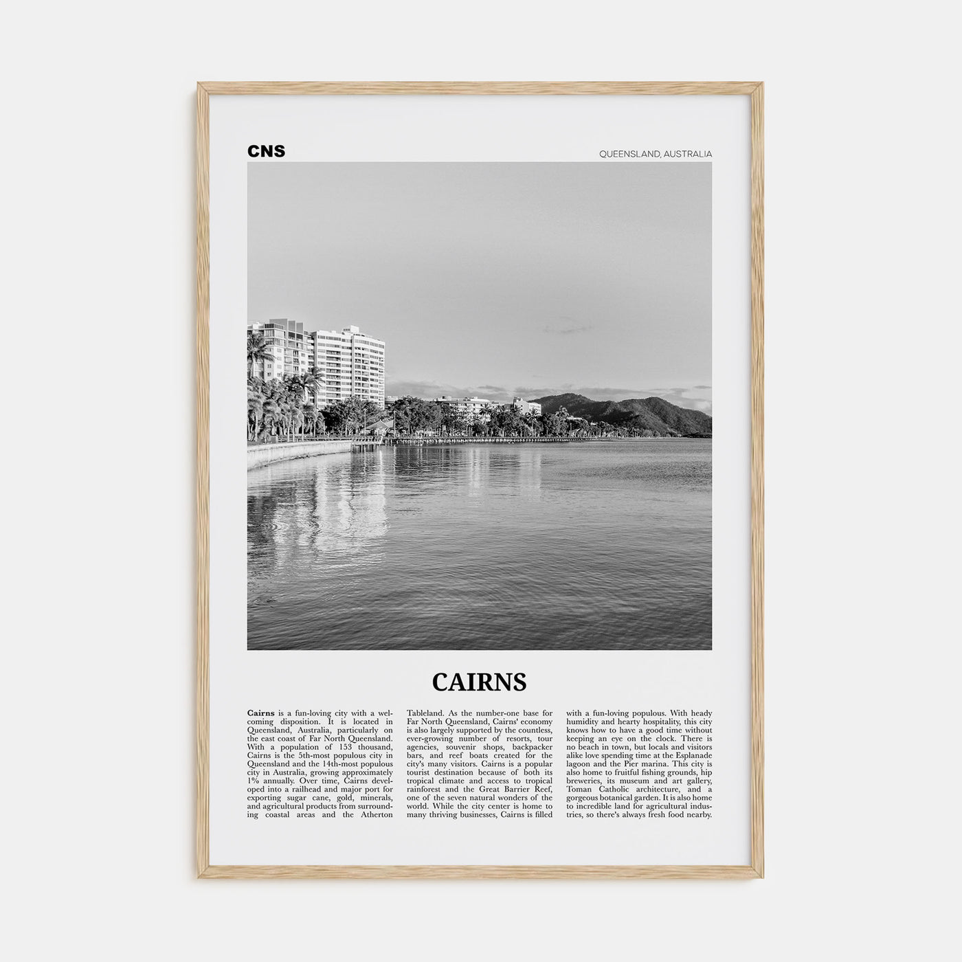 Cairns Travel B&W Poster